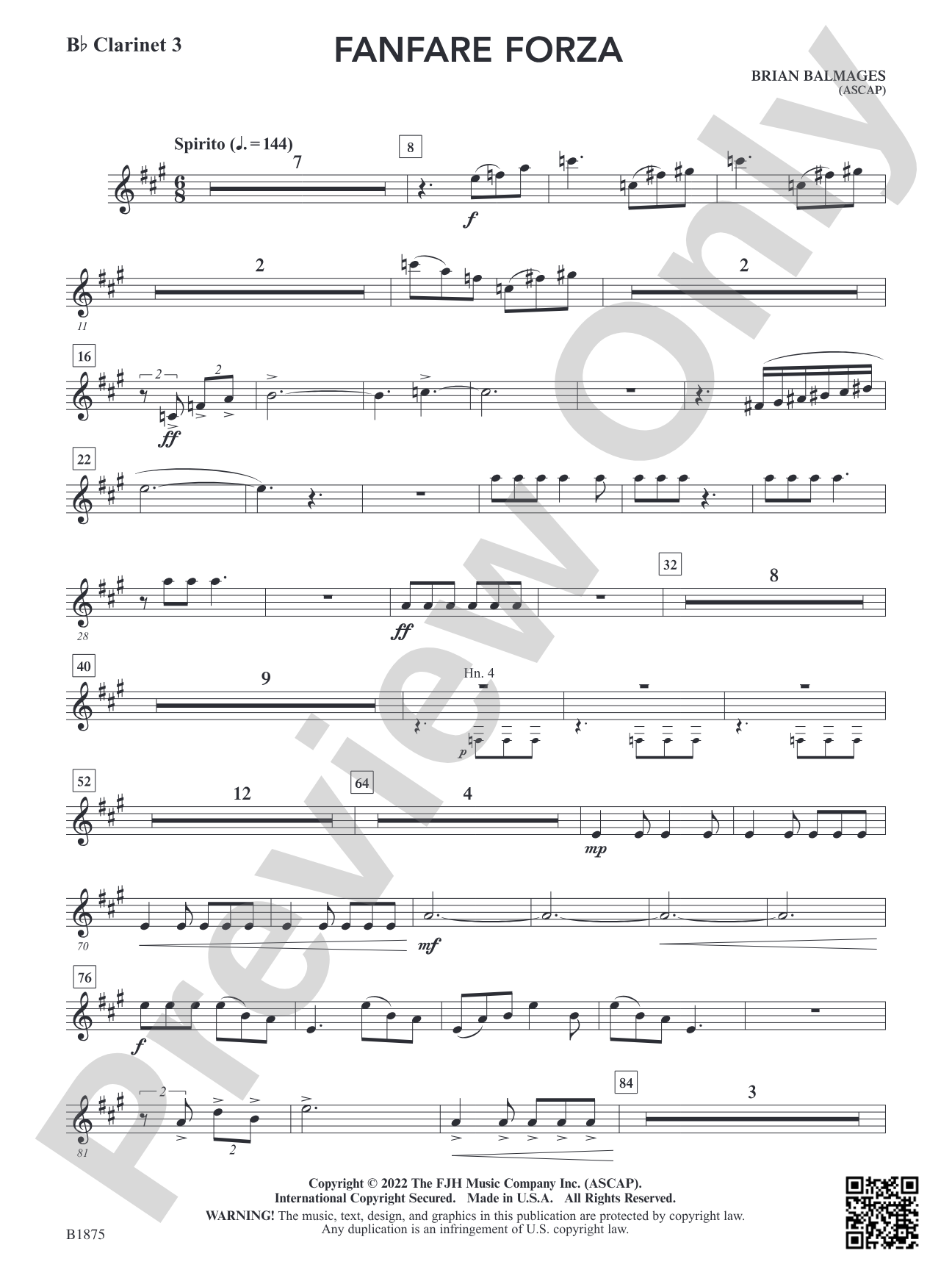Fanfare Forza: B-flat Clarinet 3