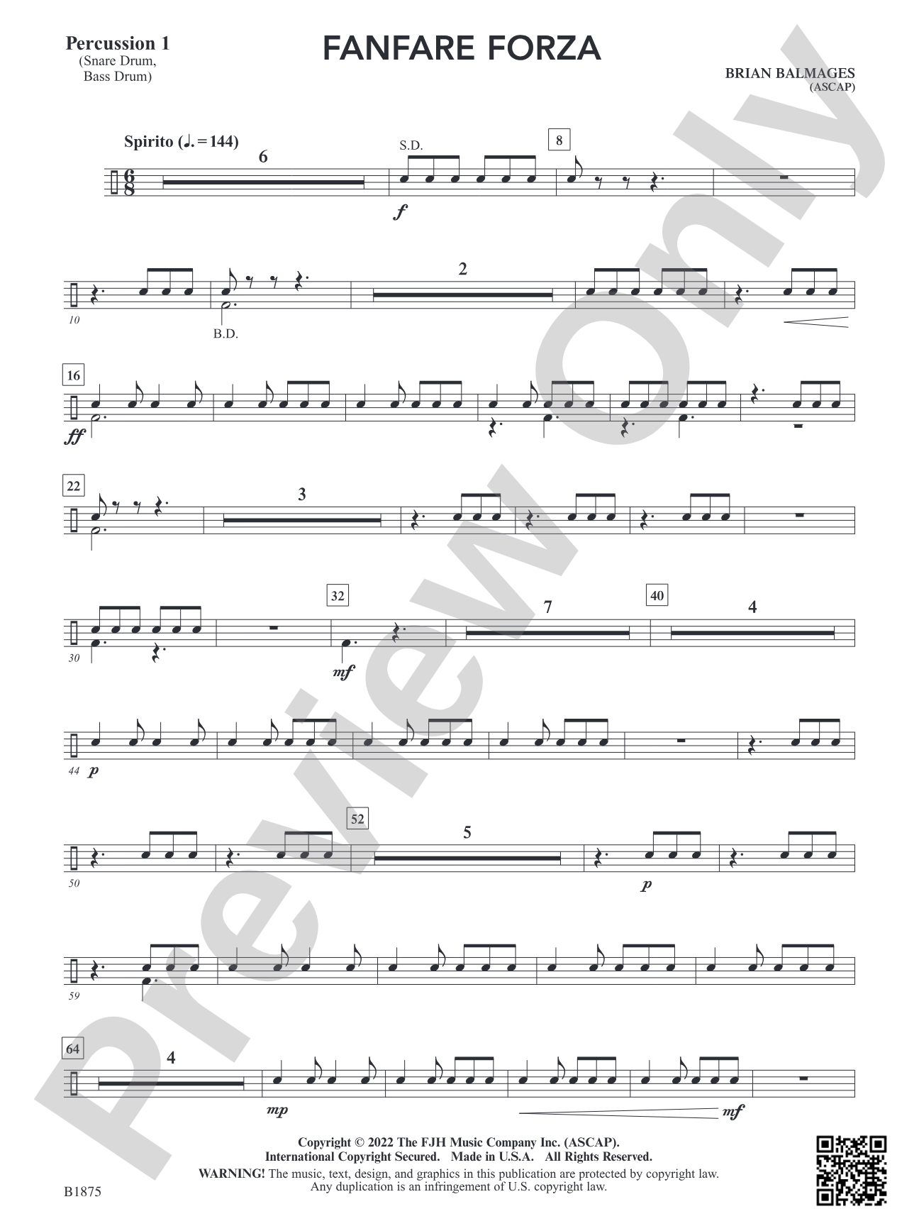 Fanfare Forza: Percussion 1