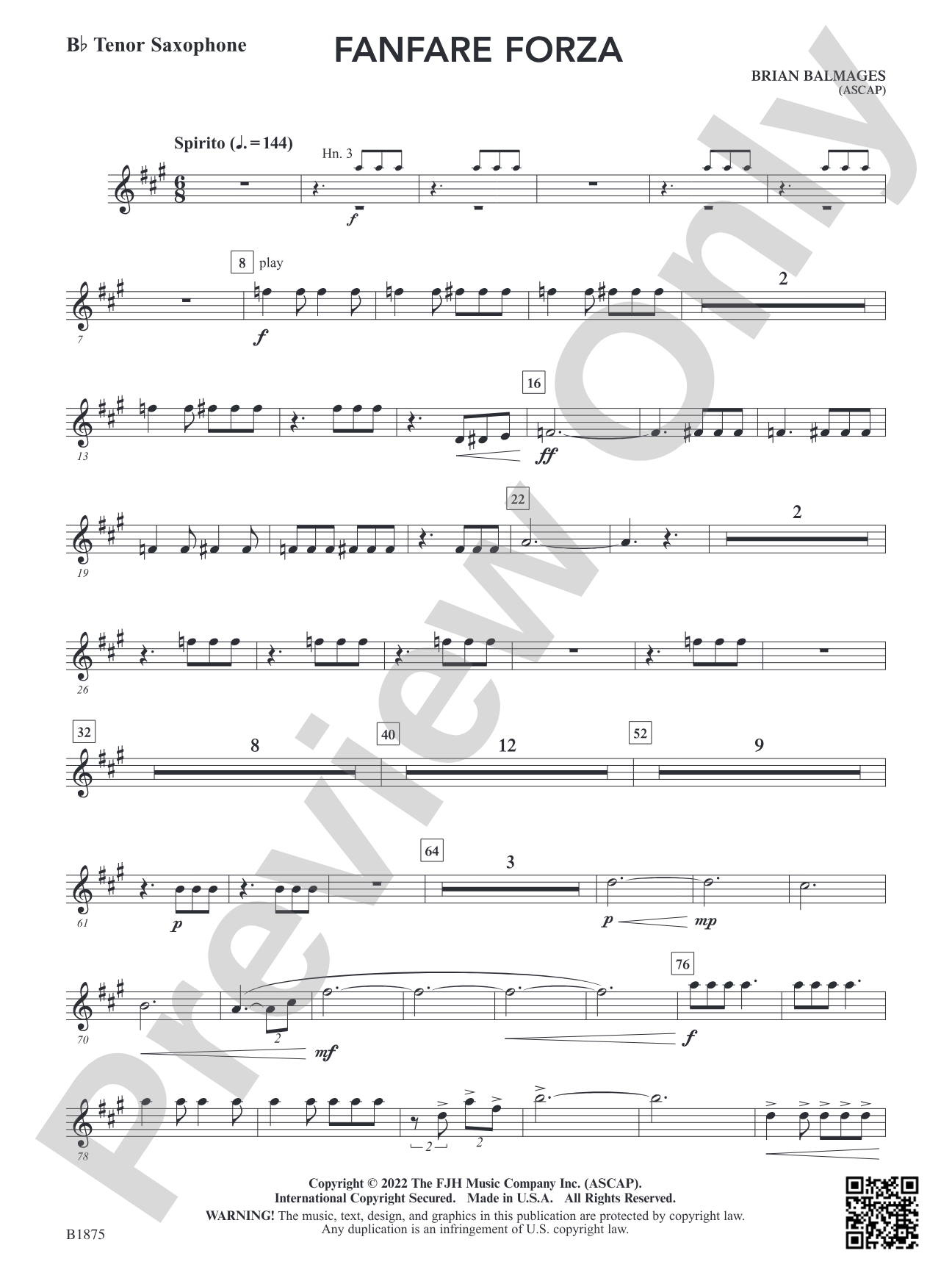 Fanfare Forza: B-flat Tenor Saxophone