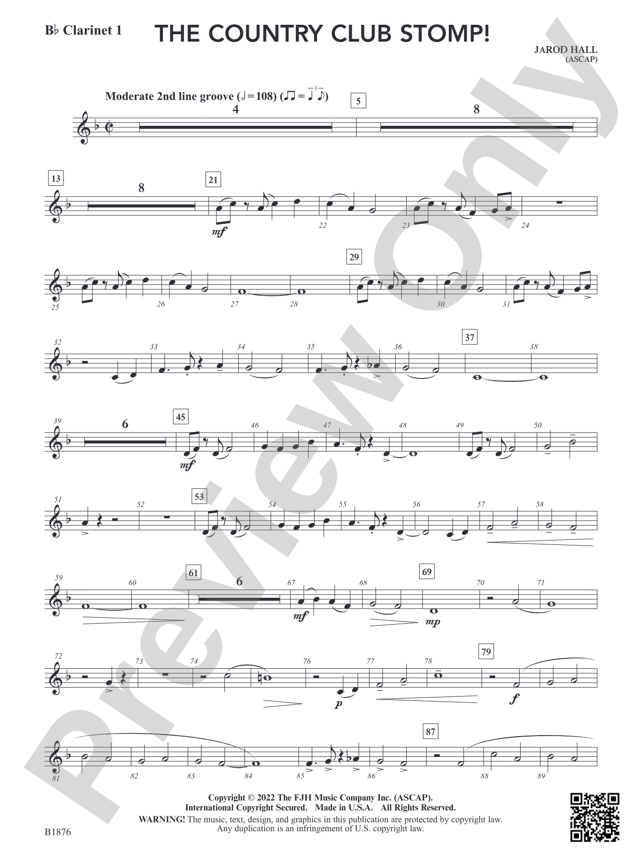 The Country Club Stomp!: B-flat Clarinet 1