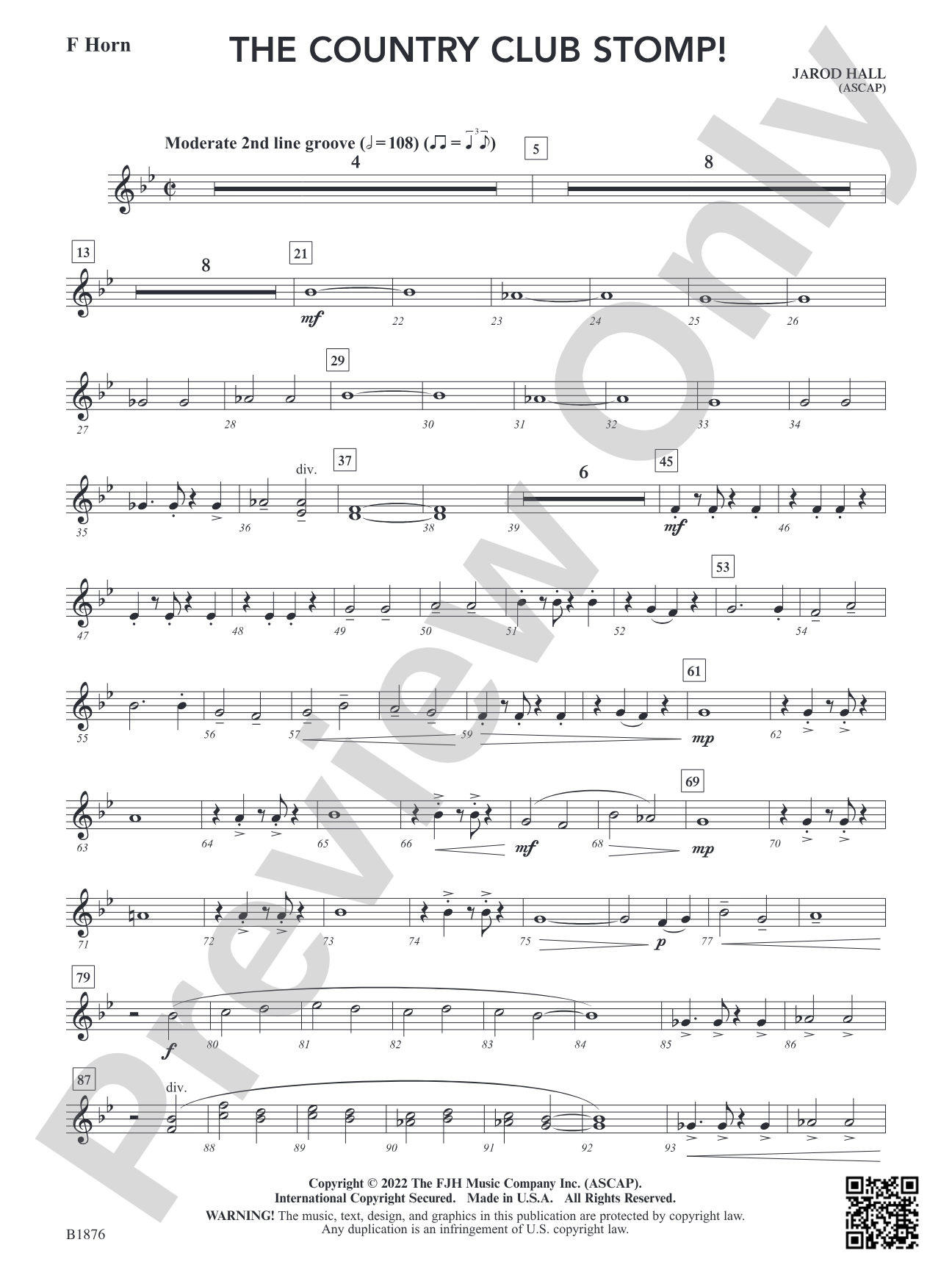 The Country Club Stomp!: F Horn