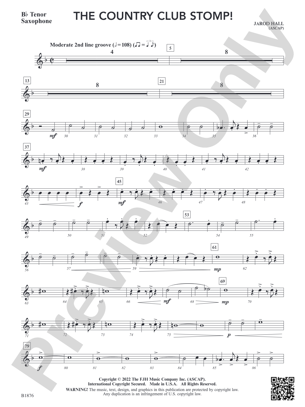 The Country Club Stomp!: B-flat Tenor Saxophone