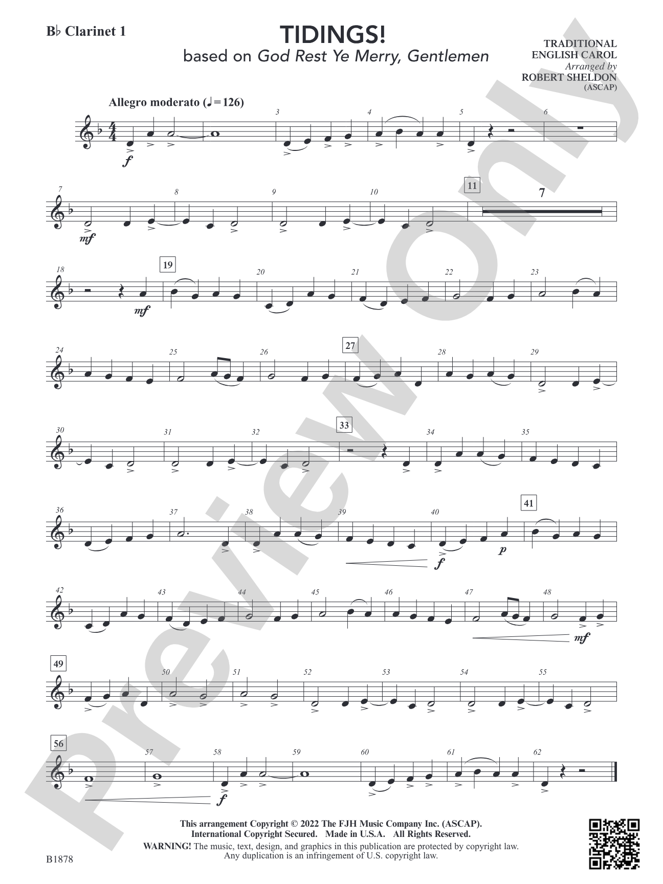Tidings!: B-flat Clarinet 1