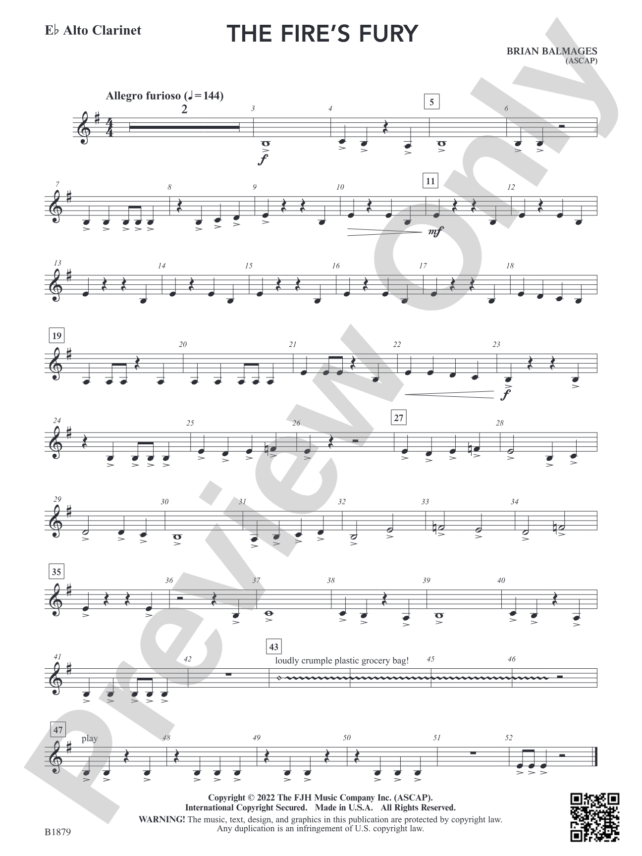 The Fire's Fury: E-flat Alto Clarinet