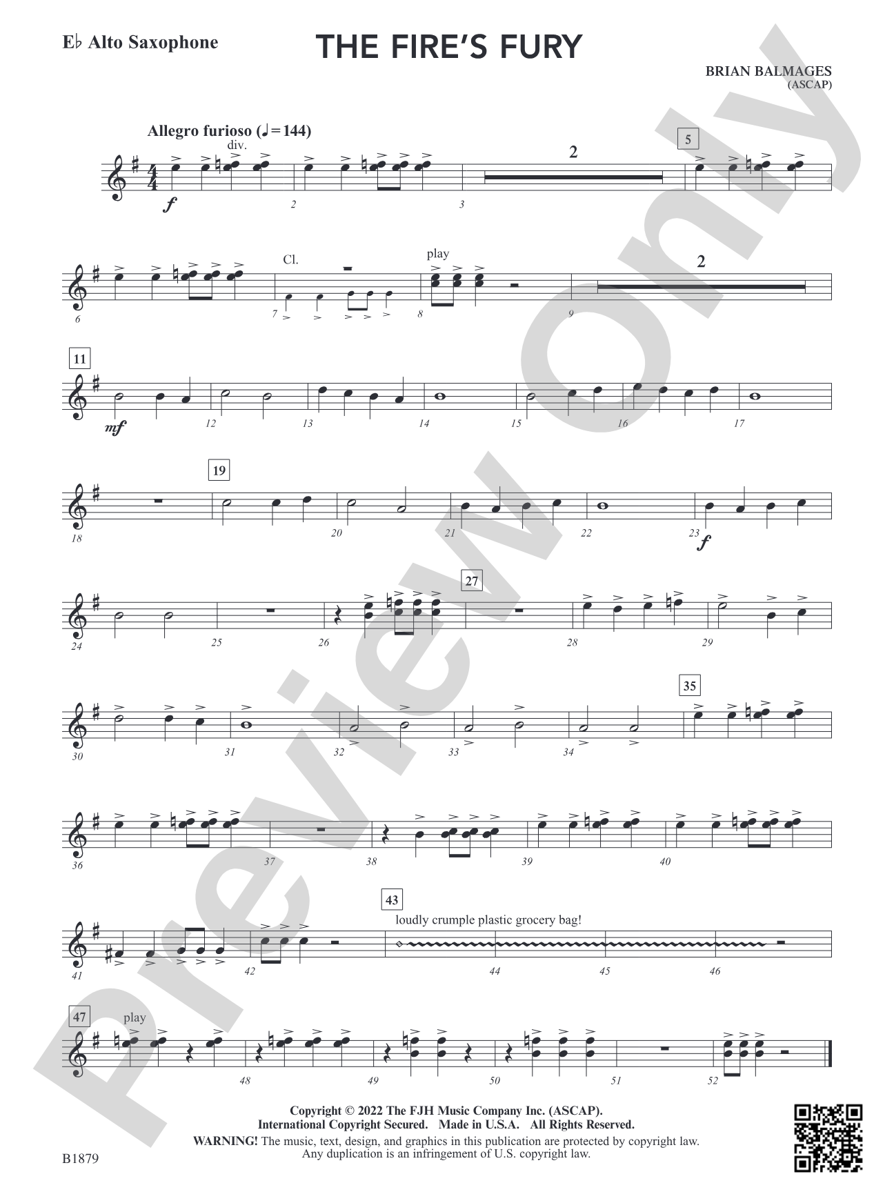 The Fire's Fury: E-flat Alto Saxophone