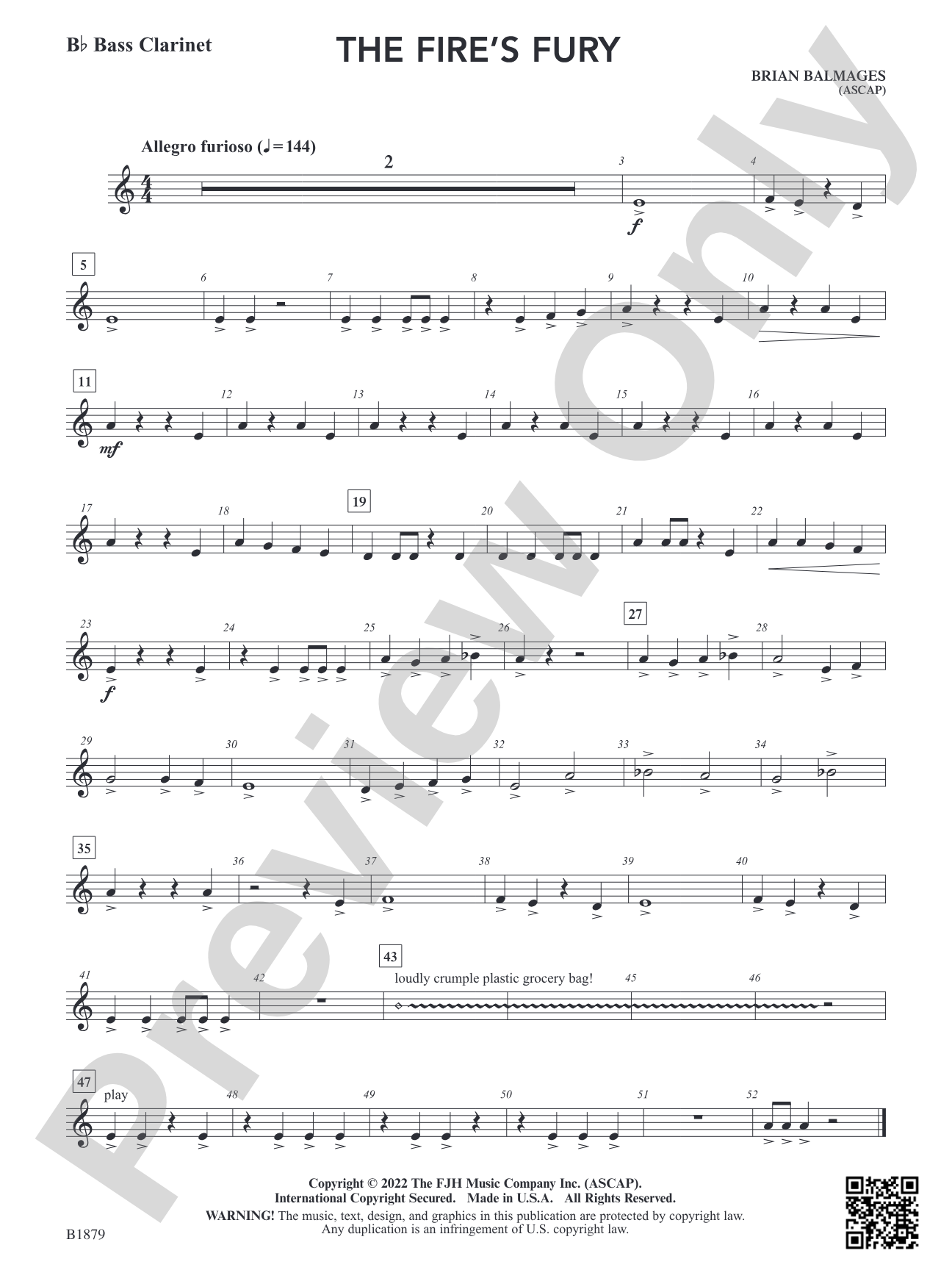 The Fire's Fury: B-flat Bass Clarinet