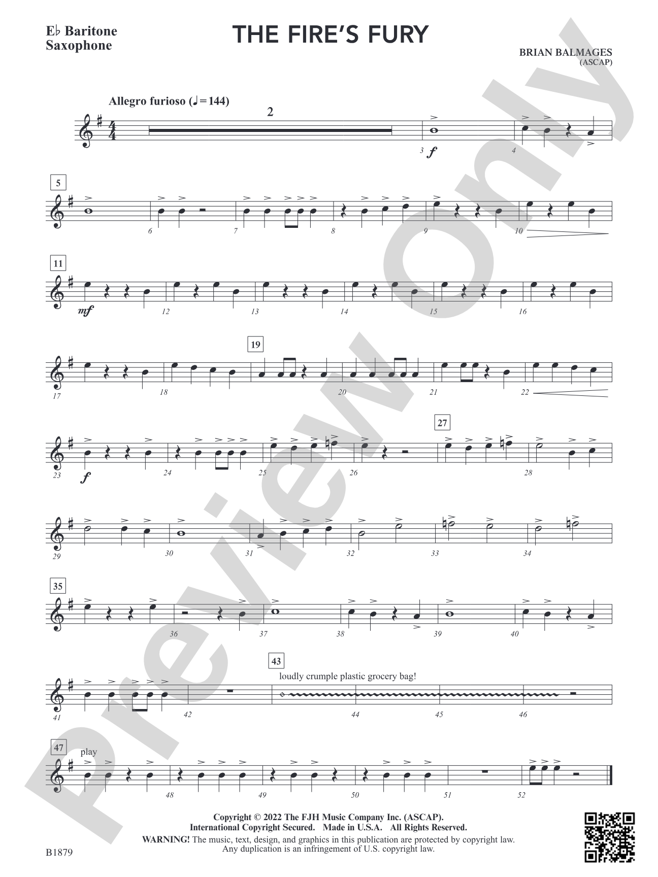 The Fire's Fury: E-flat Baritone Saxophone