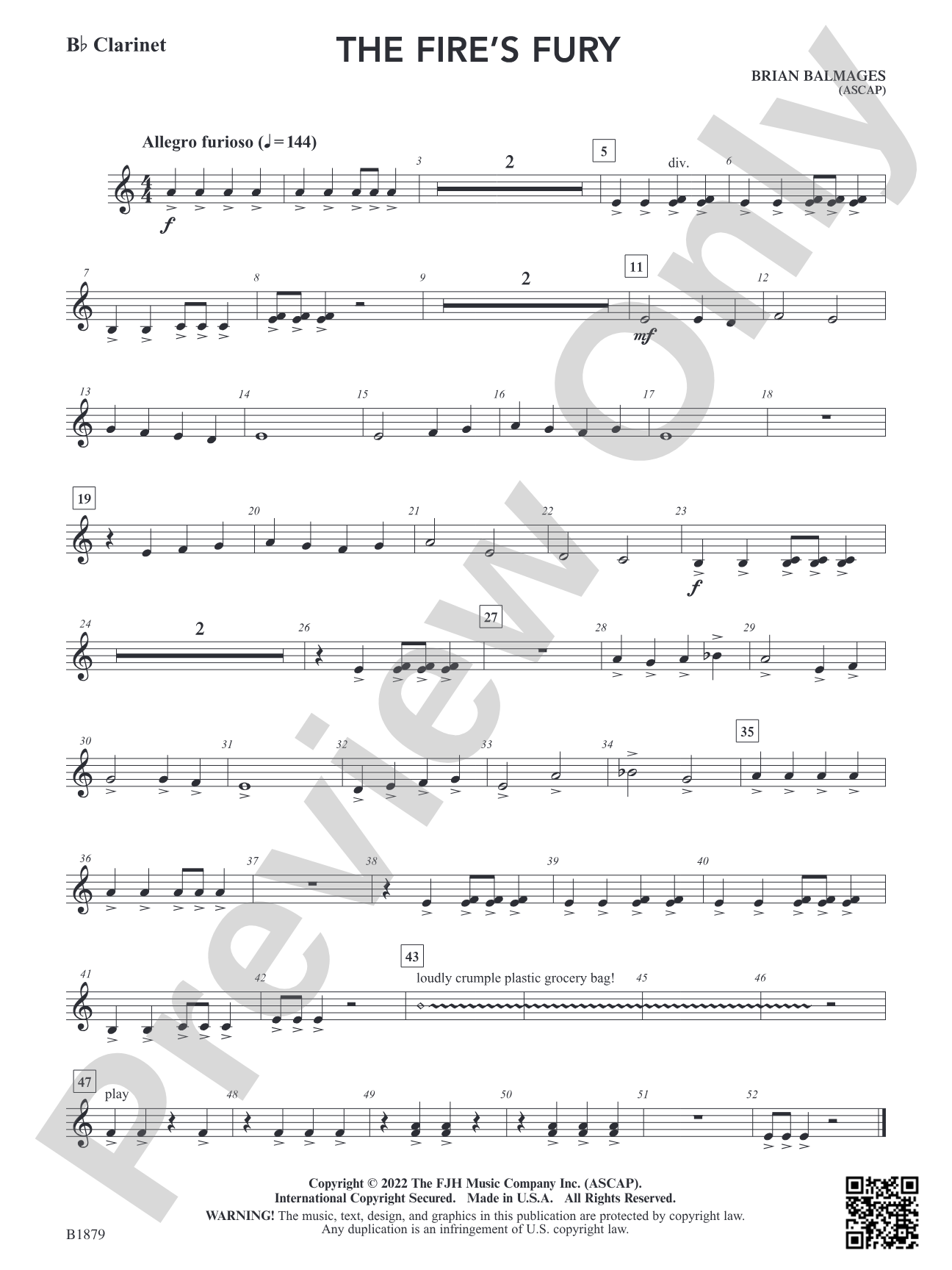 The Fire's Fury: B-flat Clarinet