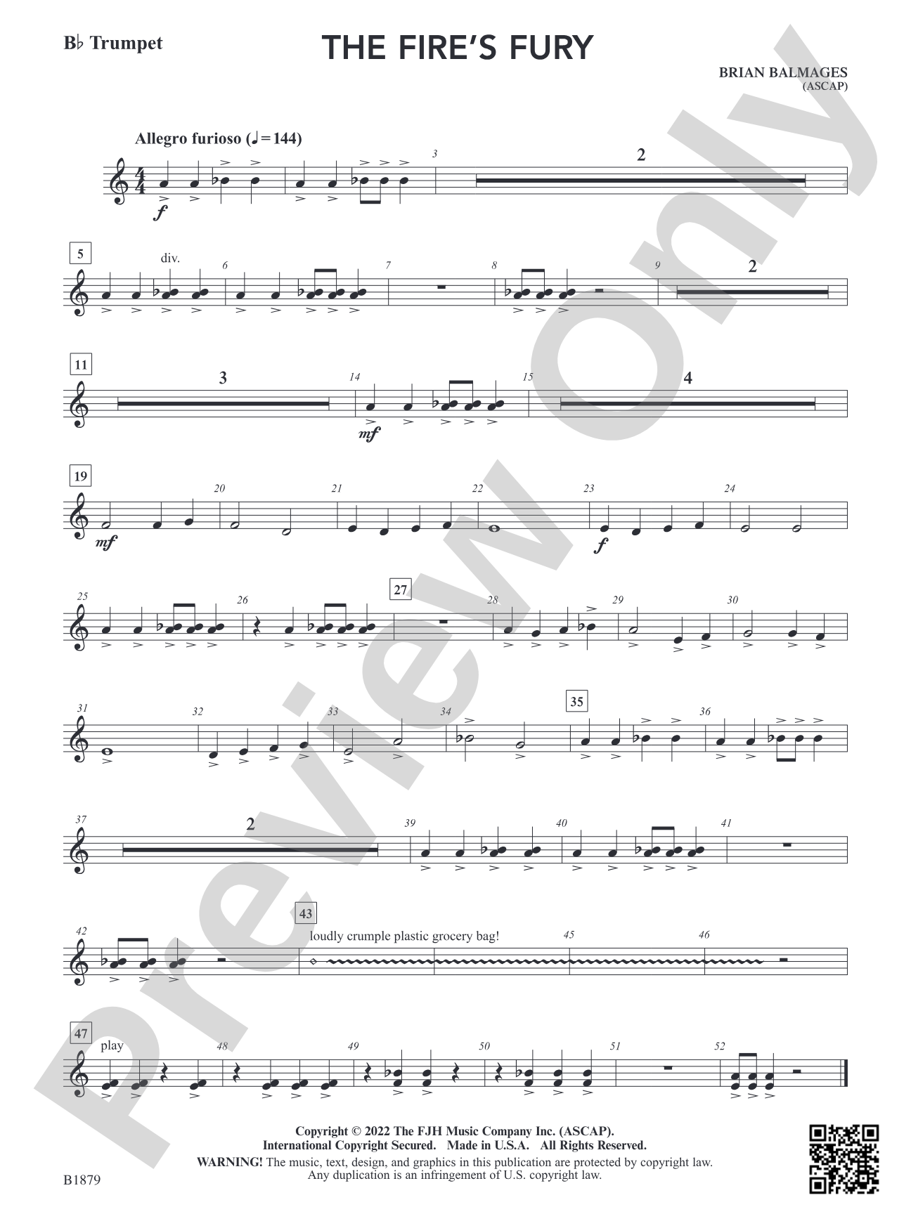 The Fire's Fury: B-flat Trumpet