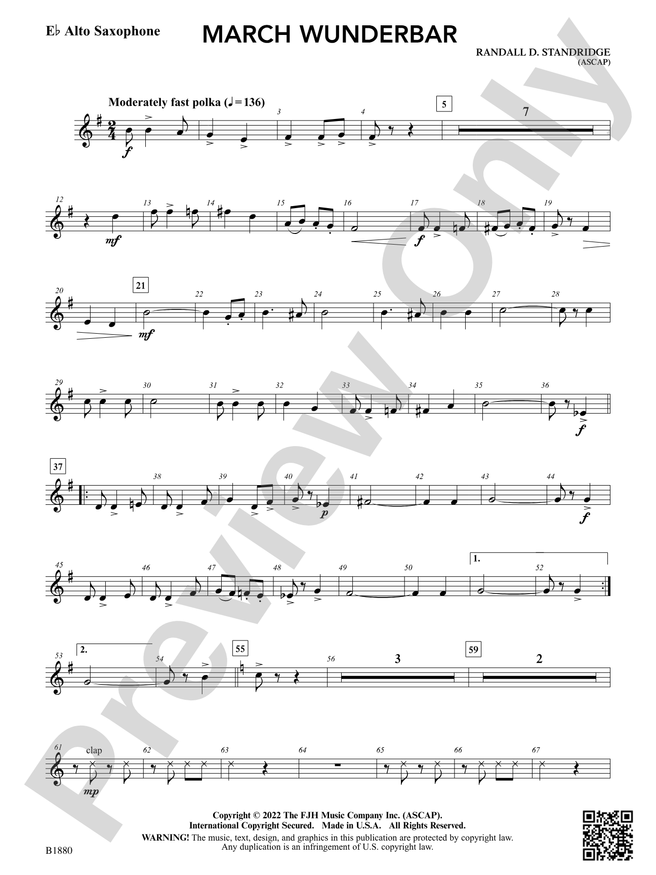 March Wunderbar: E-flat Alto Saxophone