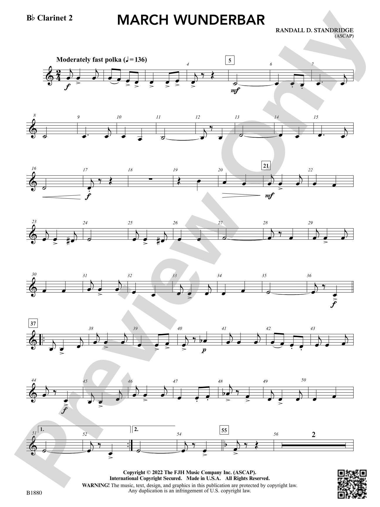 March Wunderbar: B-flat Clarinet 2