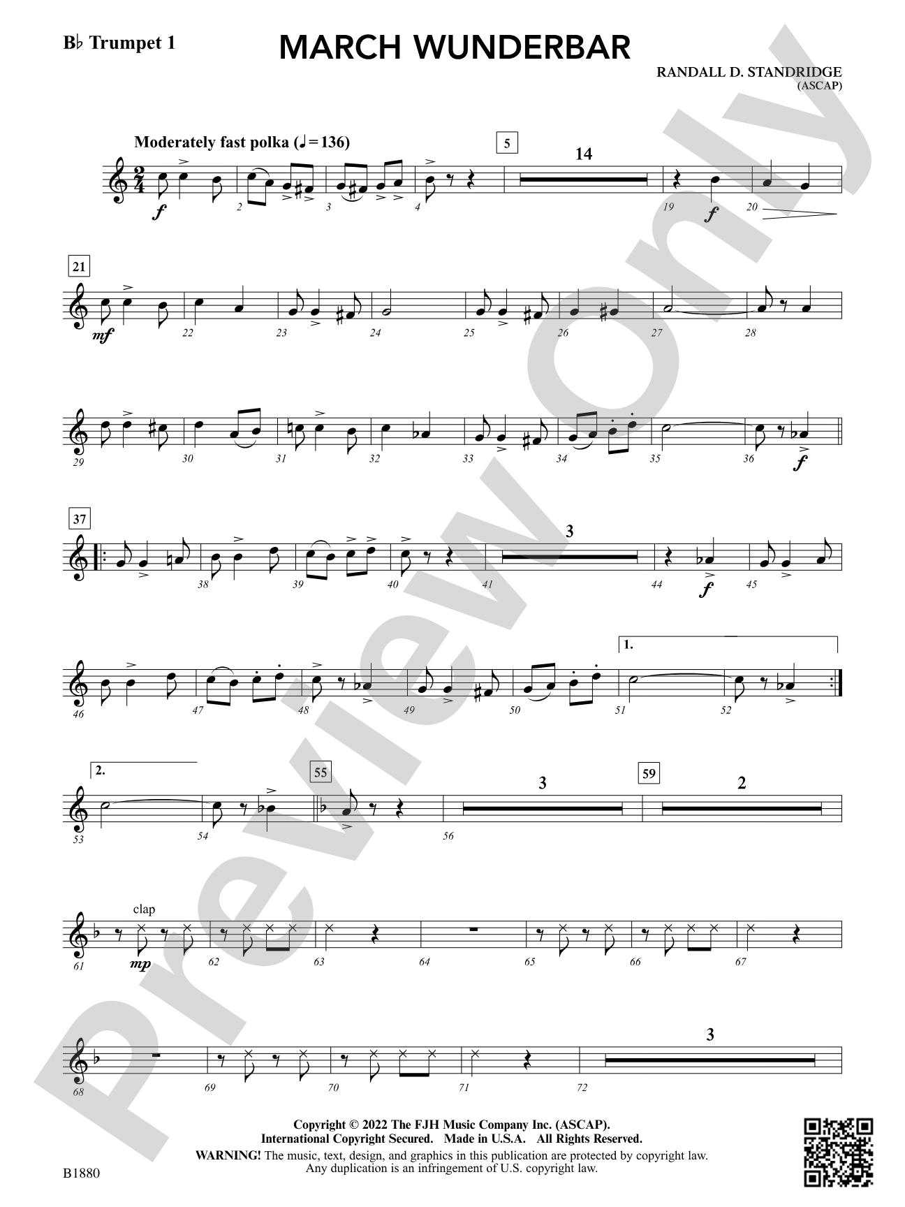 March Wunderbar: B-flat Trumpet 1