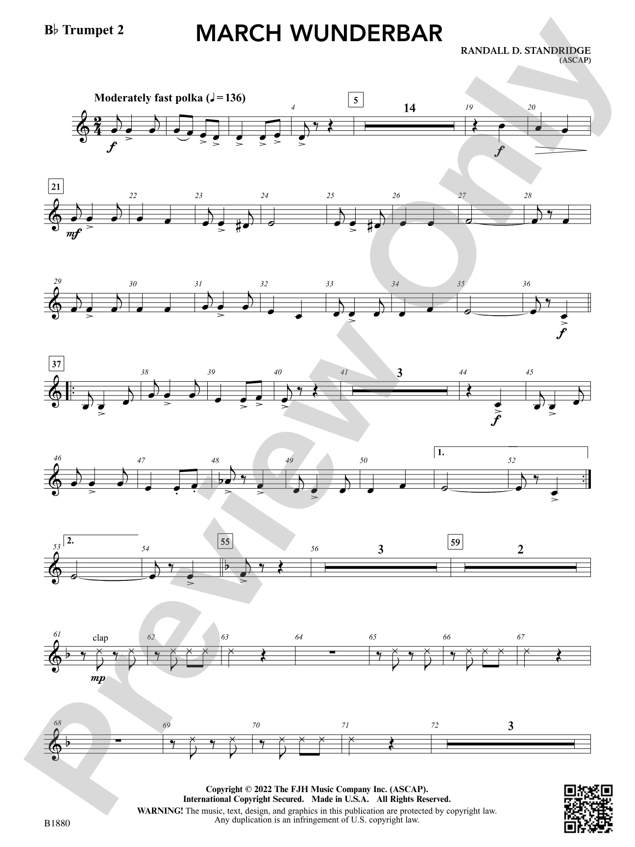 March Wunderbar: B-flat Trumpet 2
