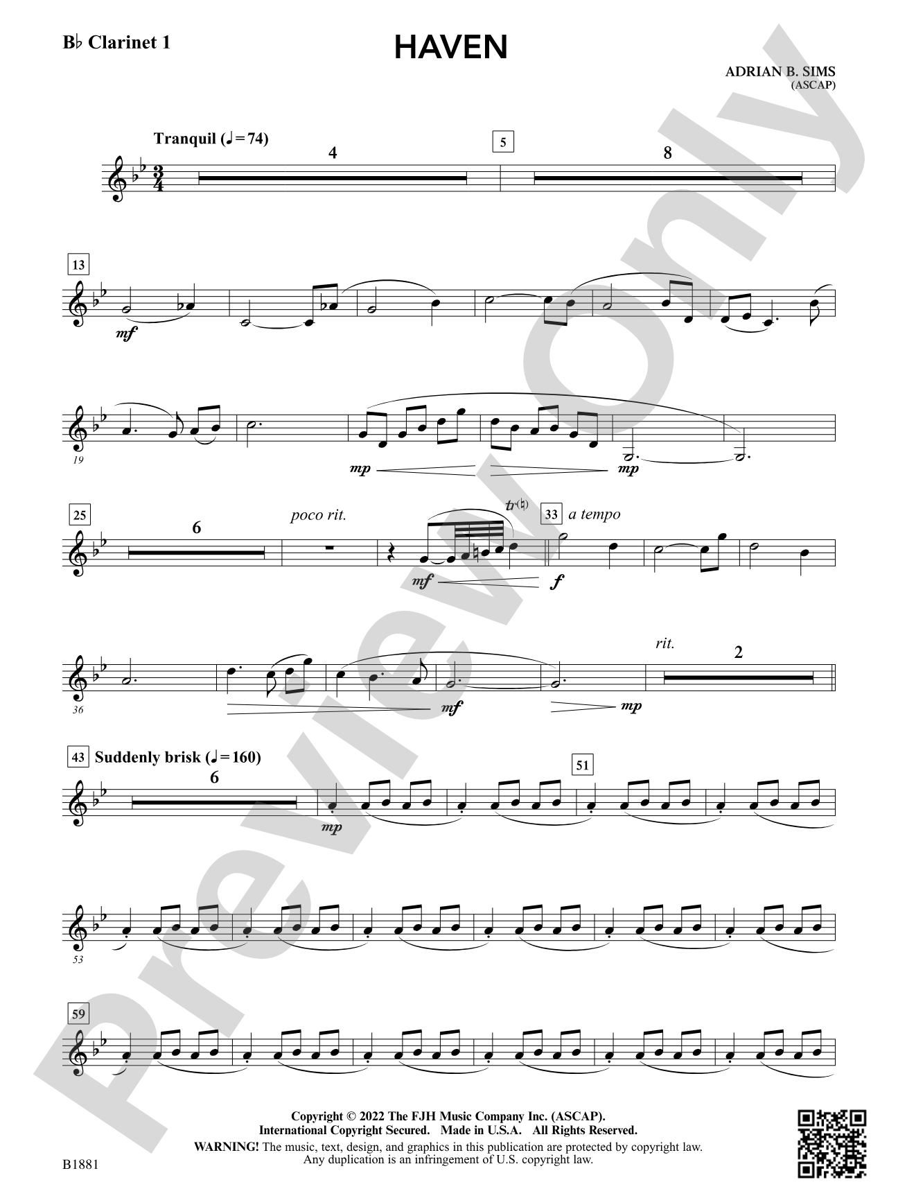 Haven: B-flat Clarinet 1