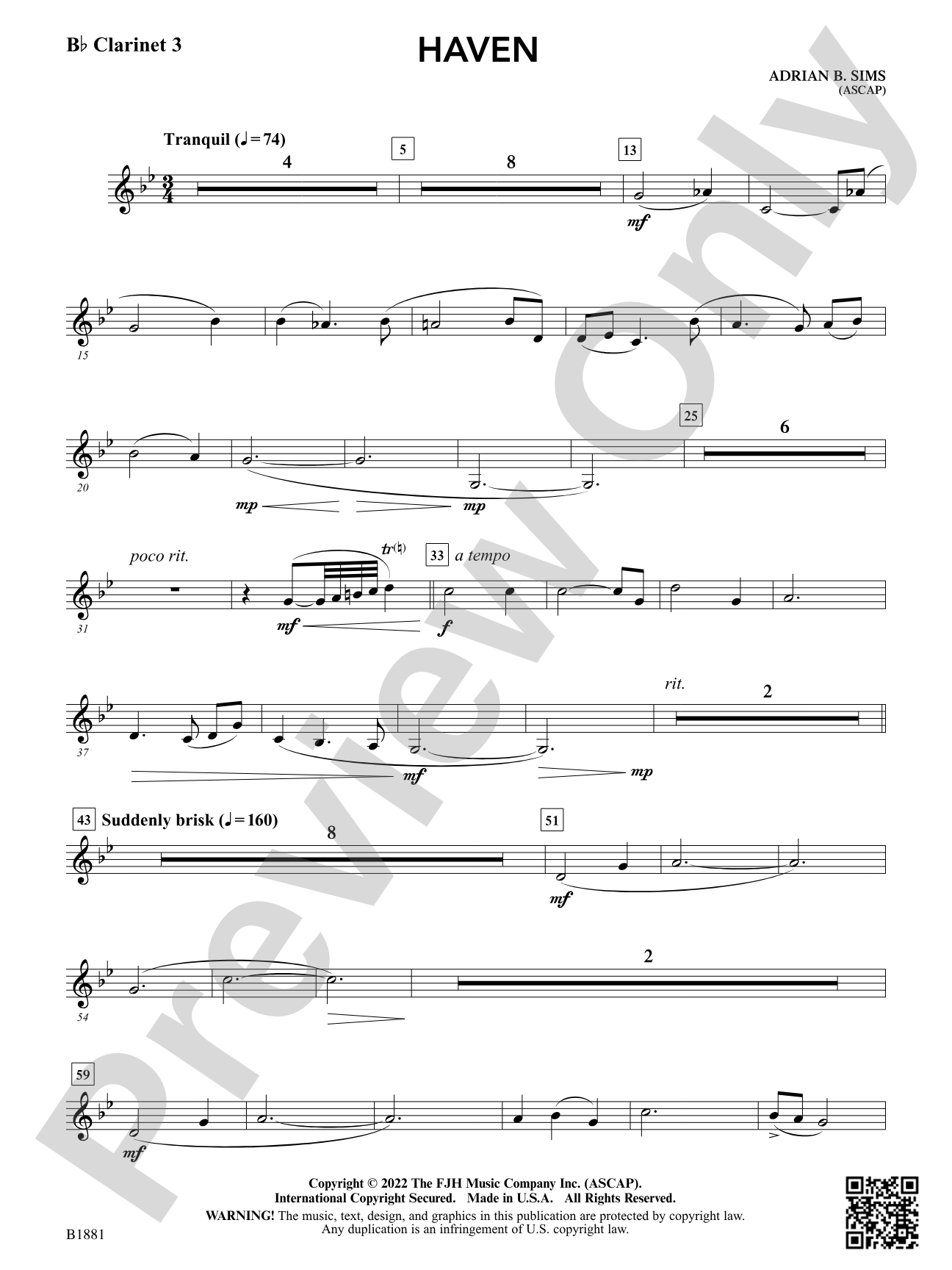 Haven: B-flat Clarinet 3