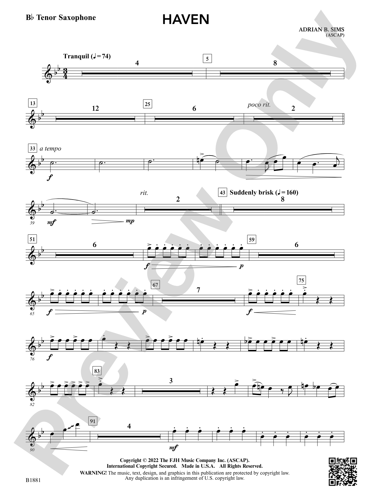 Haven: B-flat Tenor Saxophone