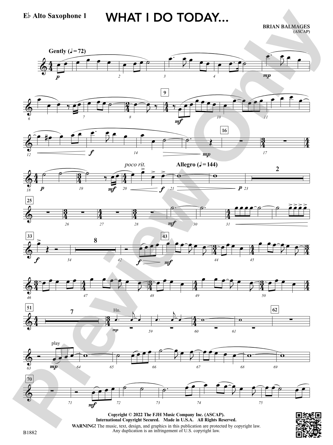 What I Do Today...: E-flat Alto Saxophone 1