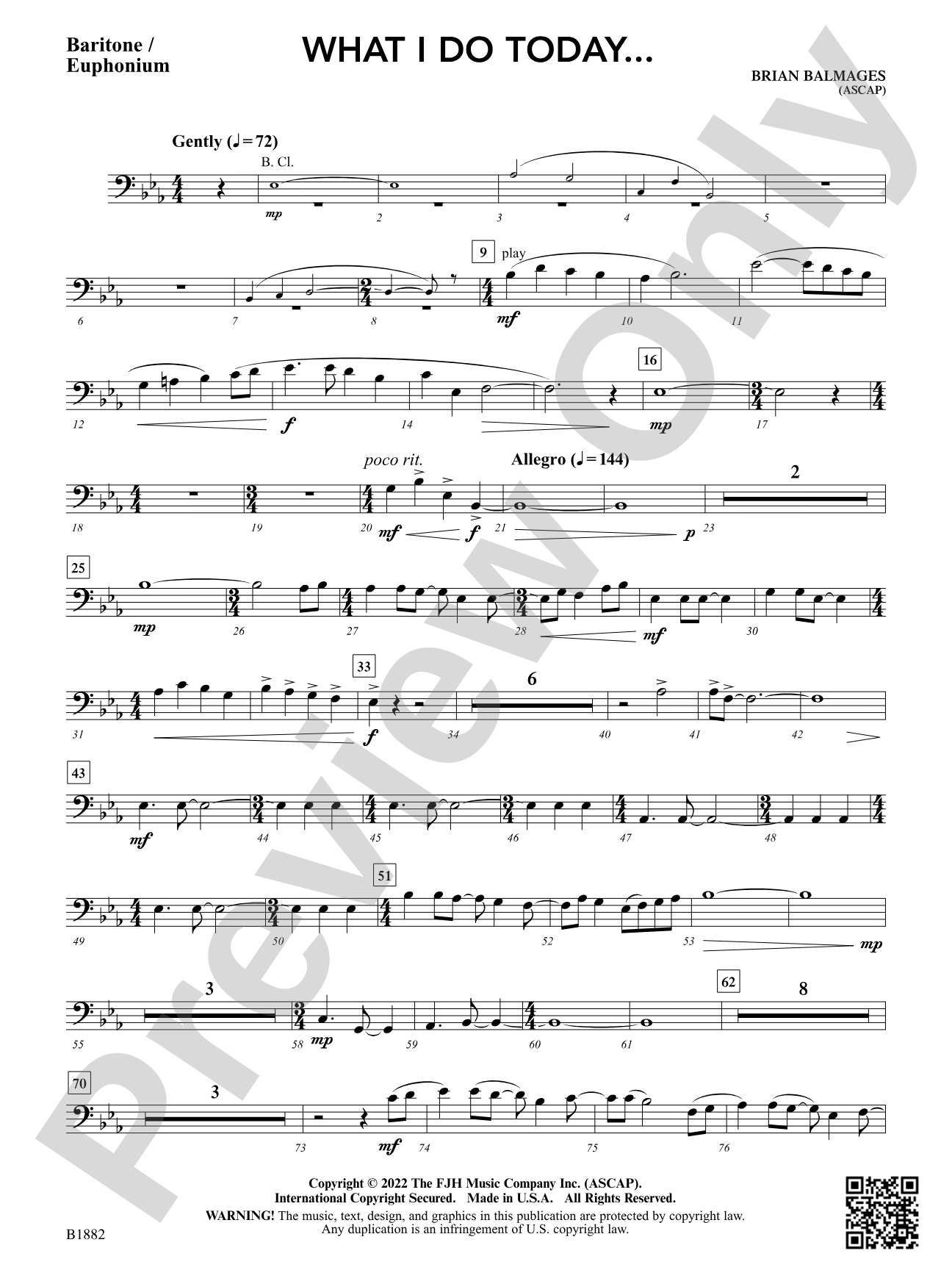 What I Do Today...: Baritone / Euphonium