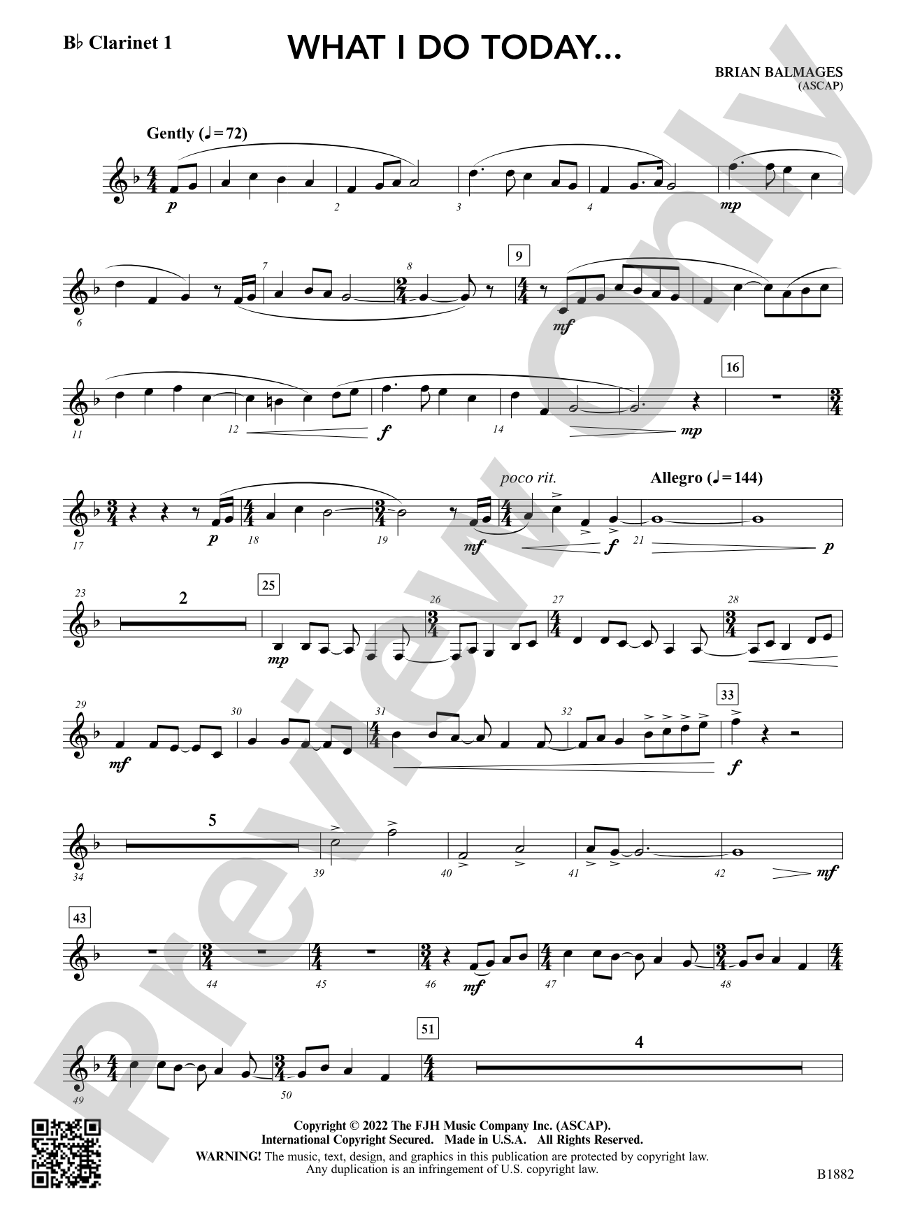 What I Do Today...: B-flat Clarinet 1