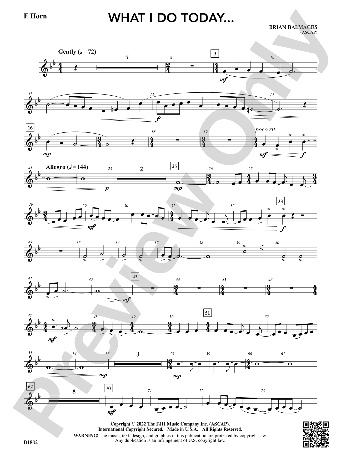 What I Do Today...: F Horn