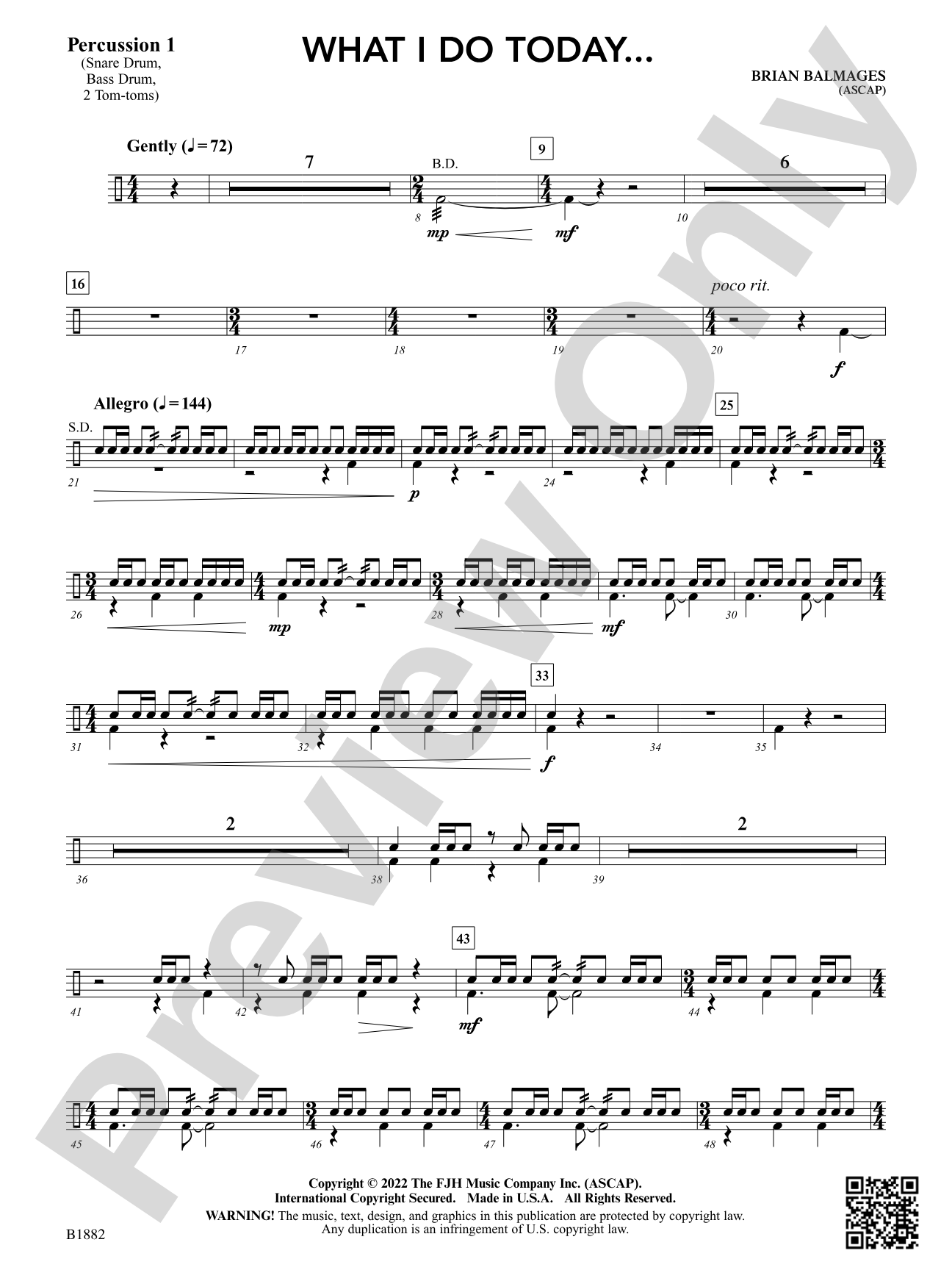 What I Do Today...: Percussion 1