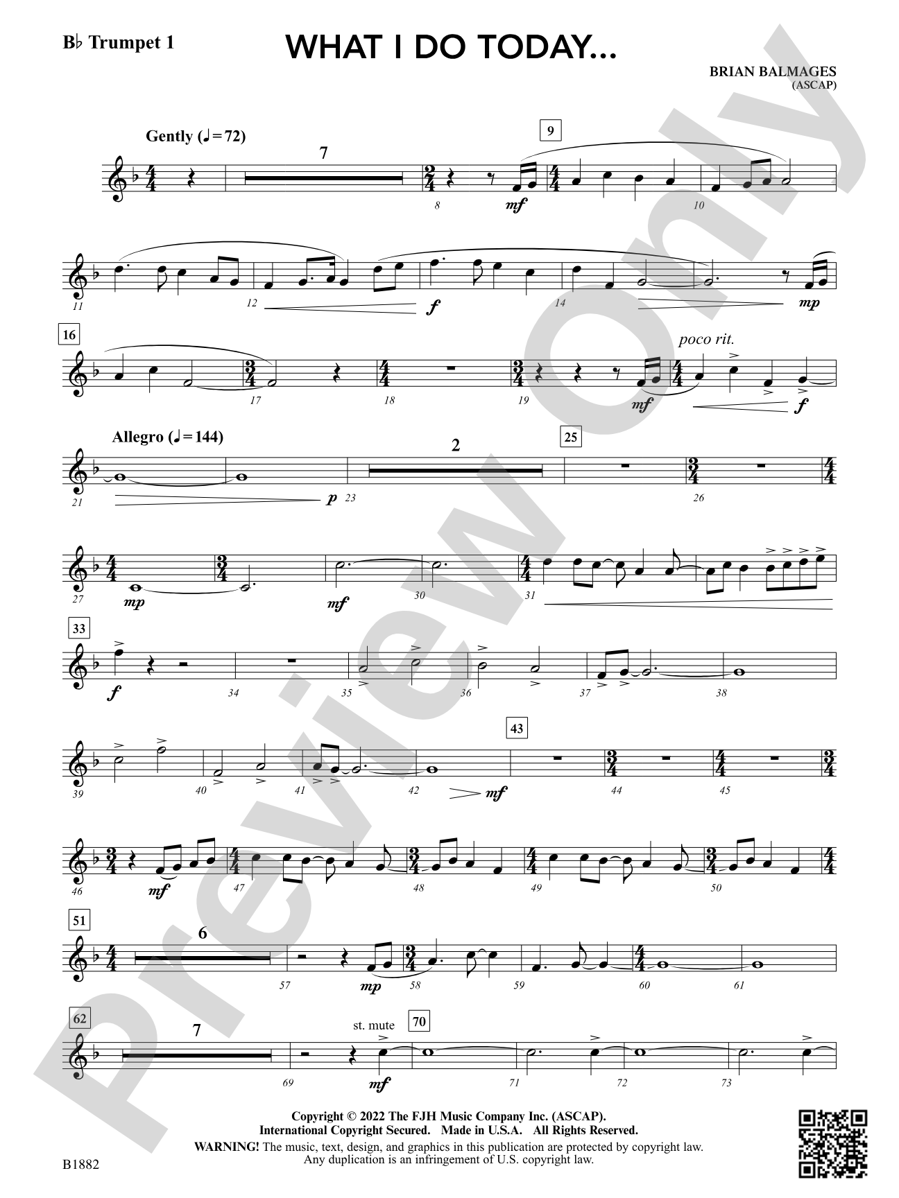 What I Do Today...: B-flat Trumpet 1