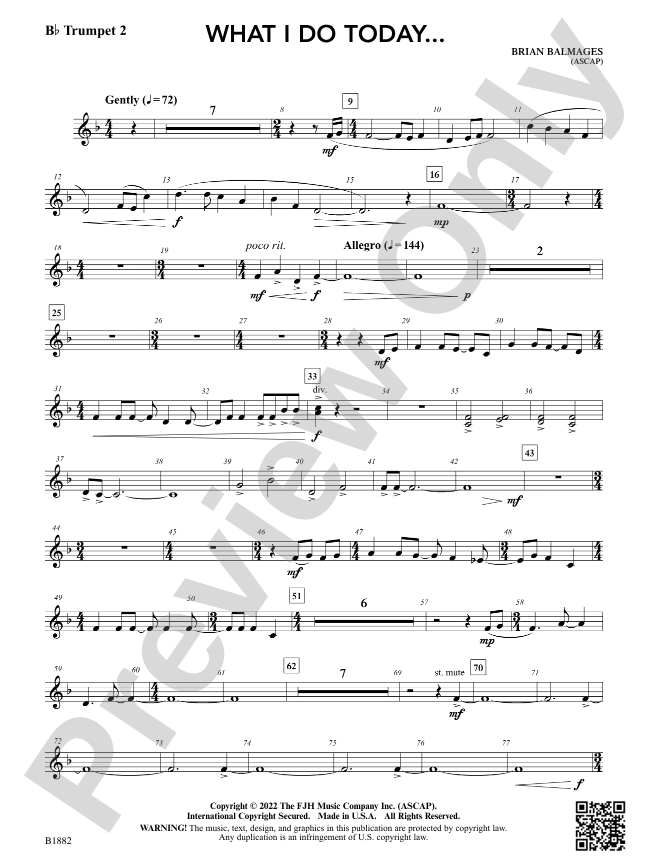 What I Do Today...: B-flat Trumpet 2