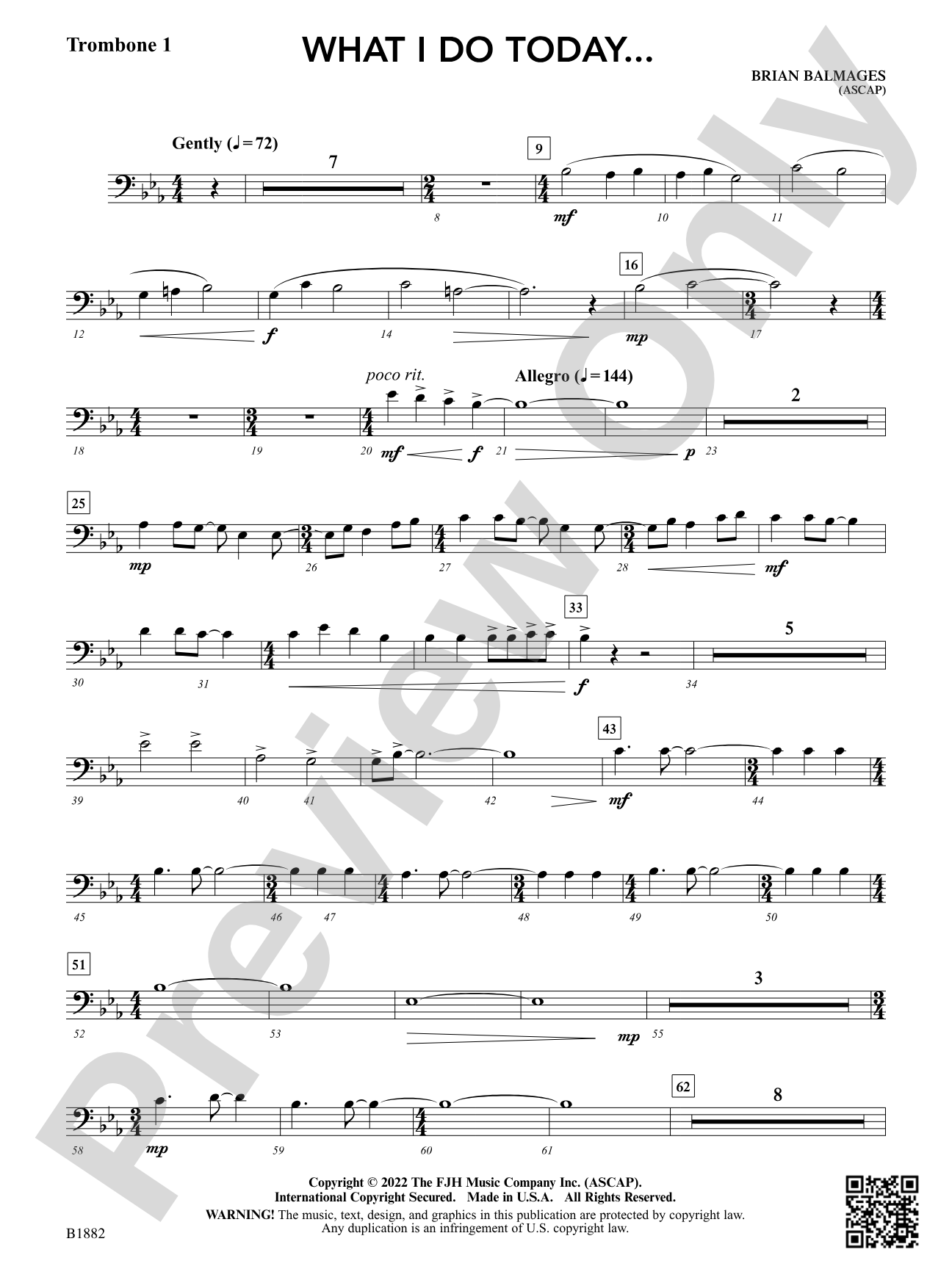 What I Do Today...: Trombone 1