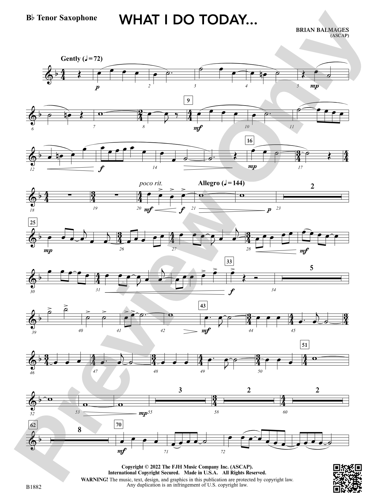 What I Do Today...: B-flat Tenor Saxophone