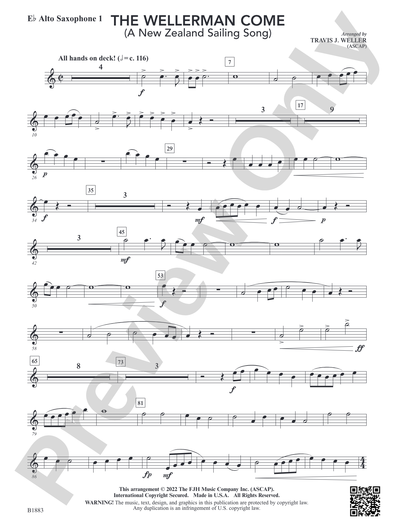 The Wellerman Come: E-flat Alto Saxophone 1