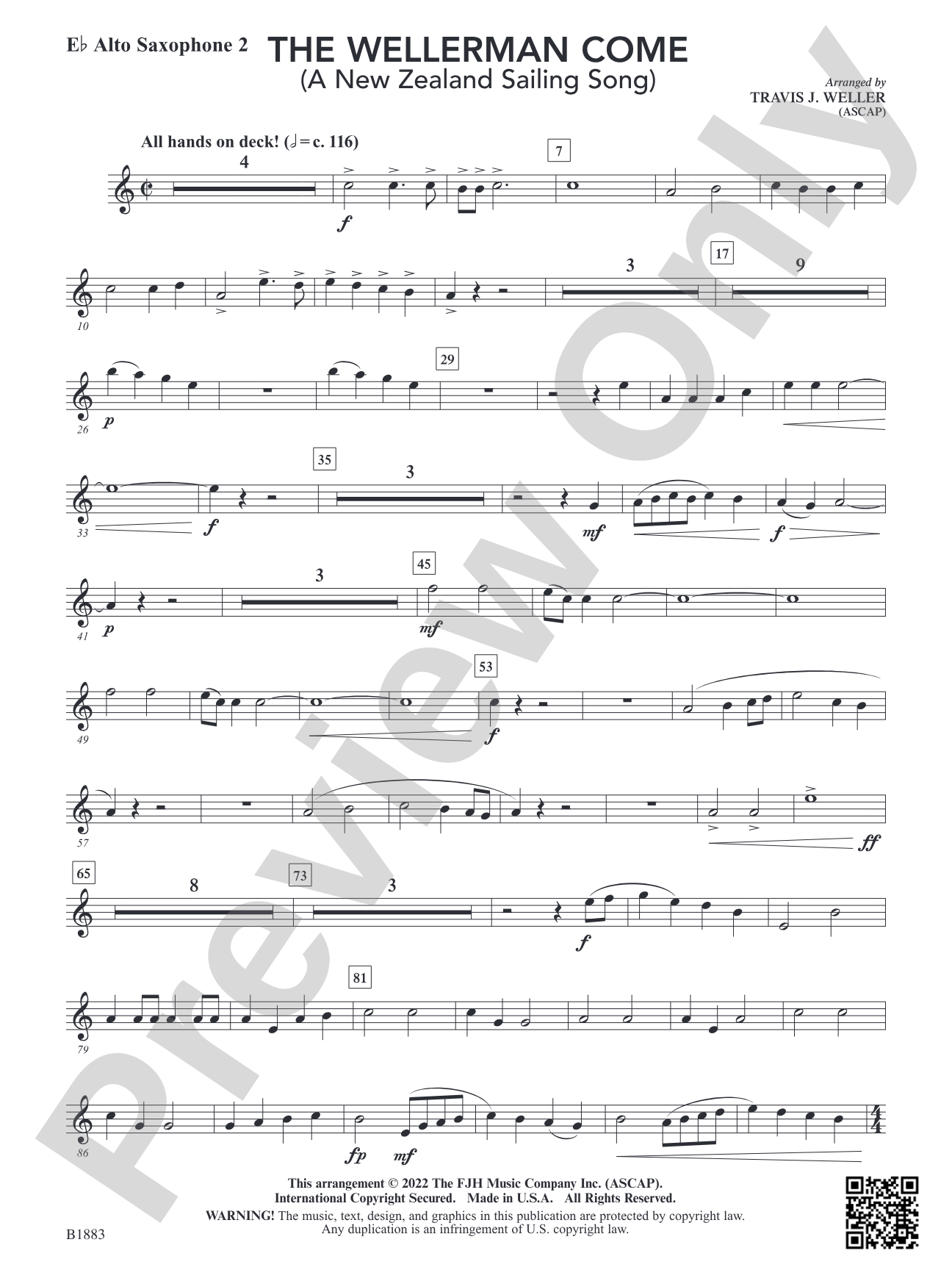 The Wellerman Come: E-flat Alto Saxophone 2