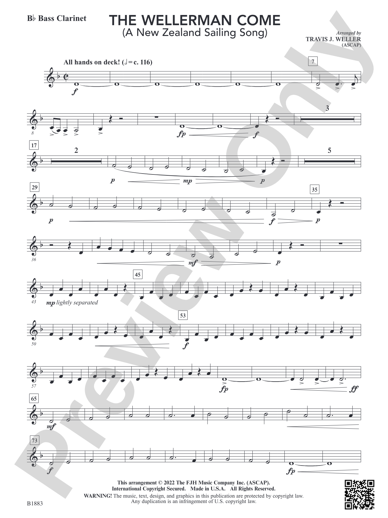 The Wellerman Come: B-flat Bass Clarinet