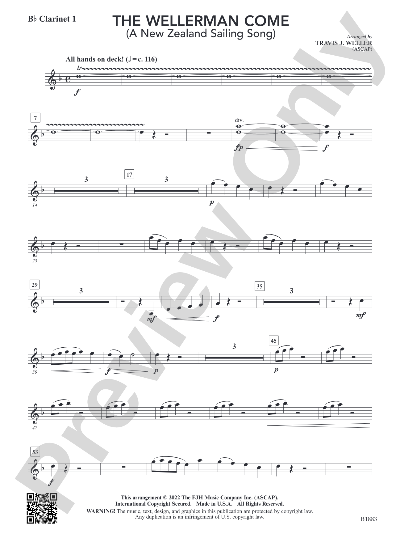 The Wellerman Come: B-flat Clarinet 1