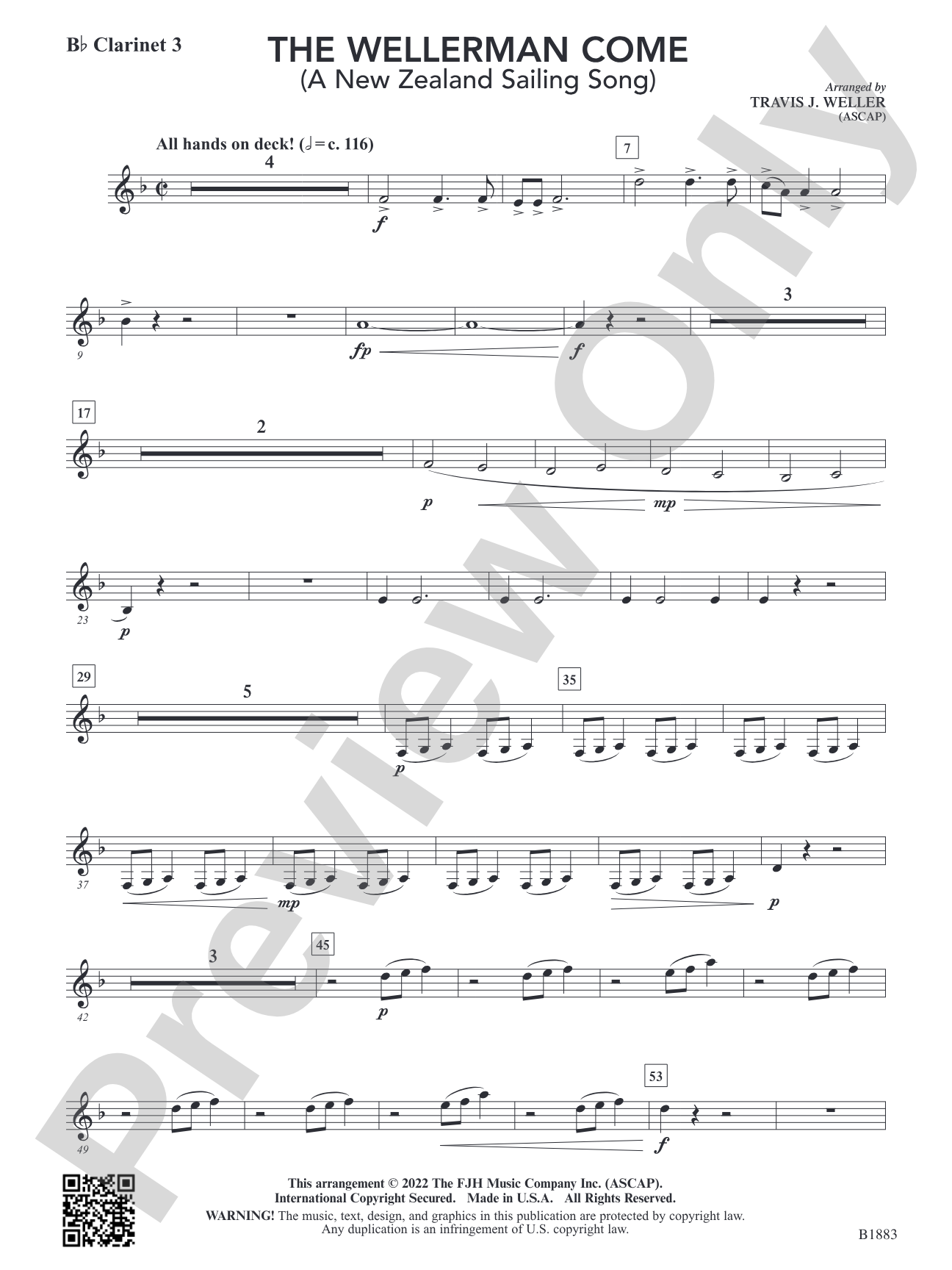 The Wellerman Come: B-flat Clarinet 3