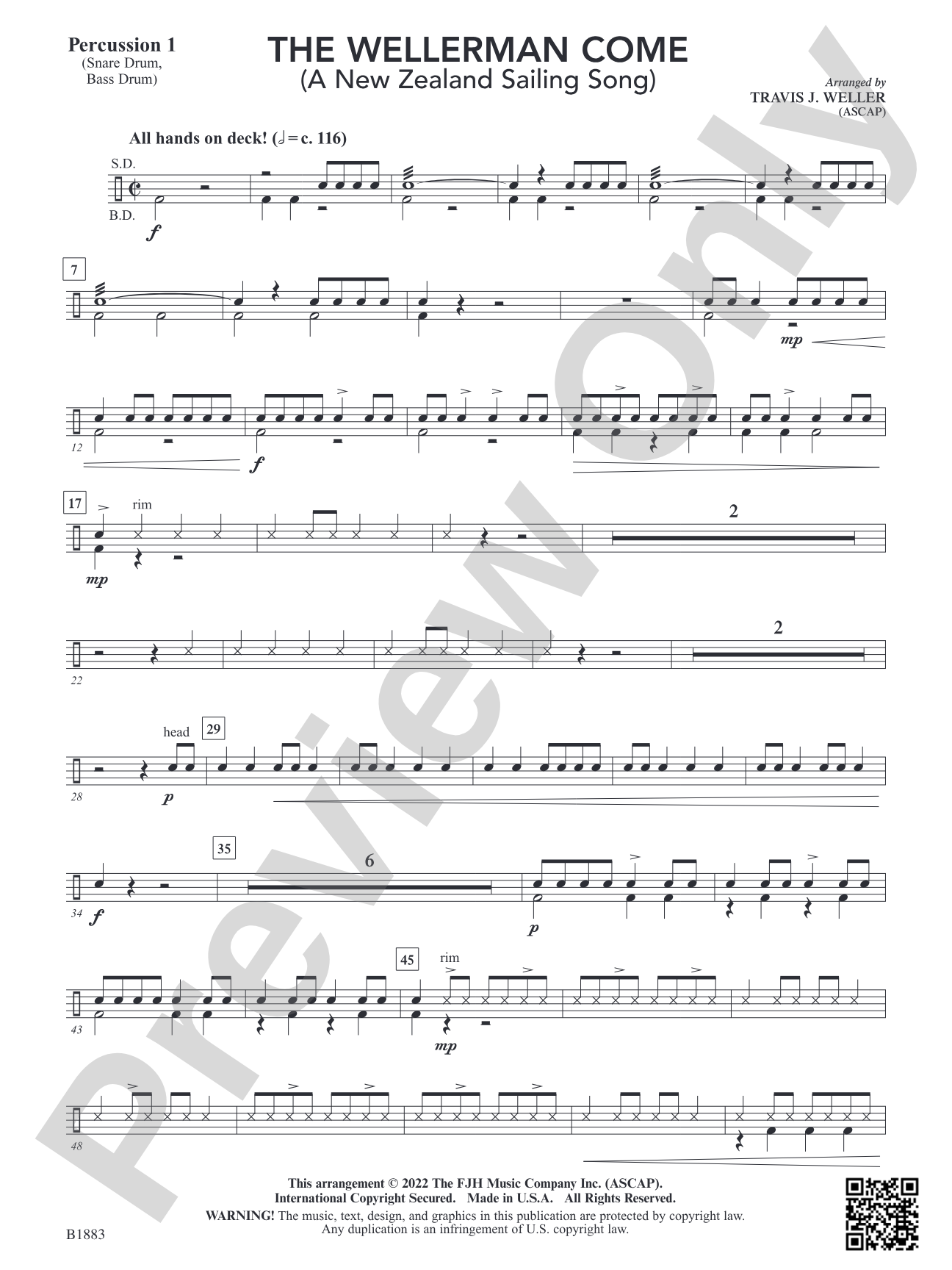 The Wellerman Come: Percussion 1