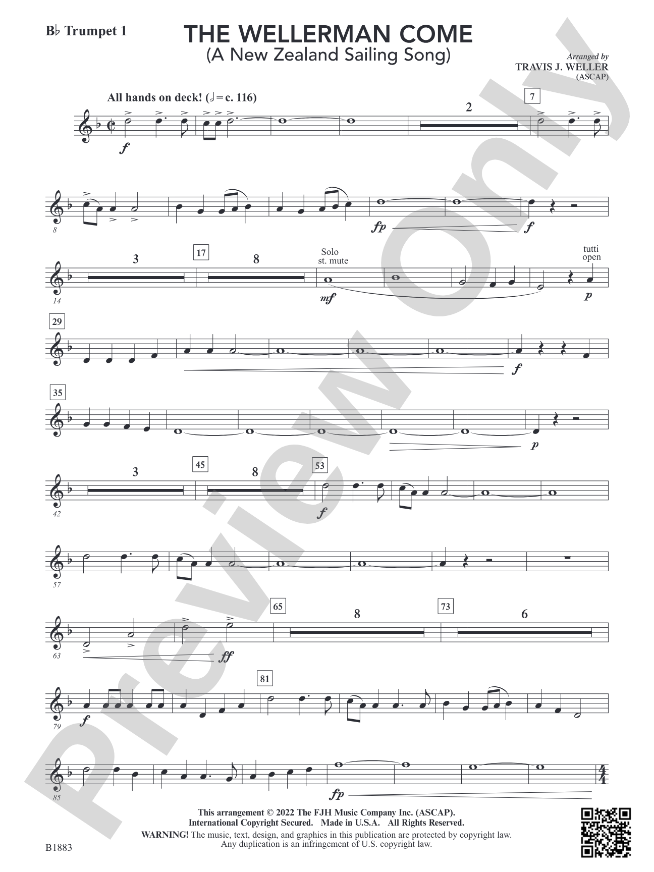 The Wellerman Come: B-flat Trumpet 1