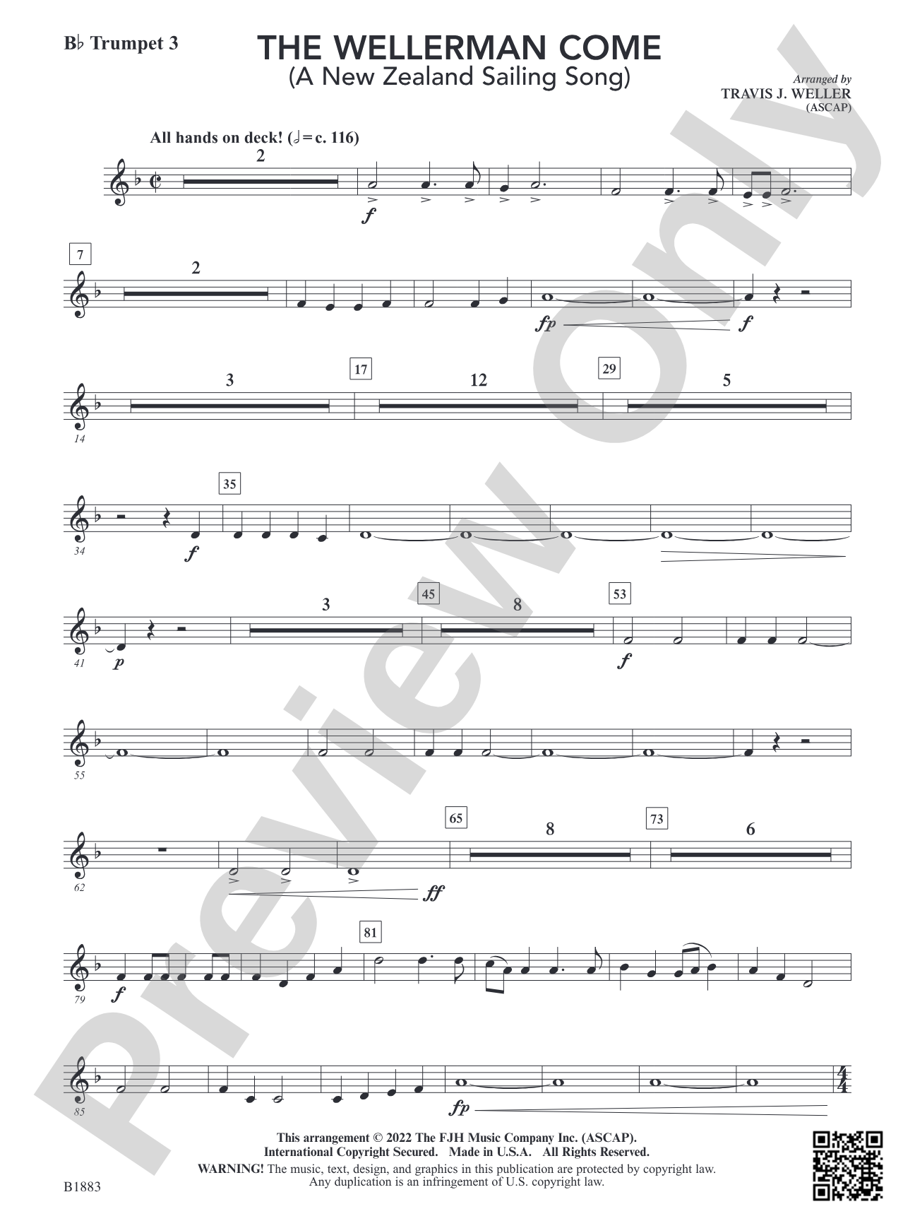 The Wellerman Come: B-flat Trumpet 3