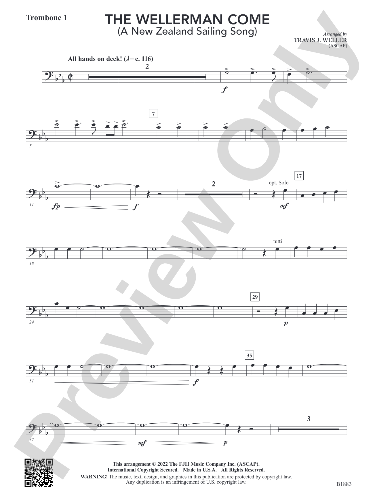The Wellerman Come: Trombone 1