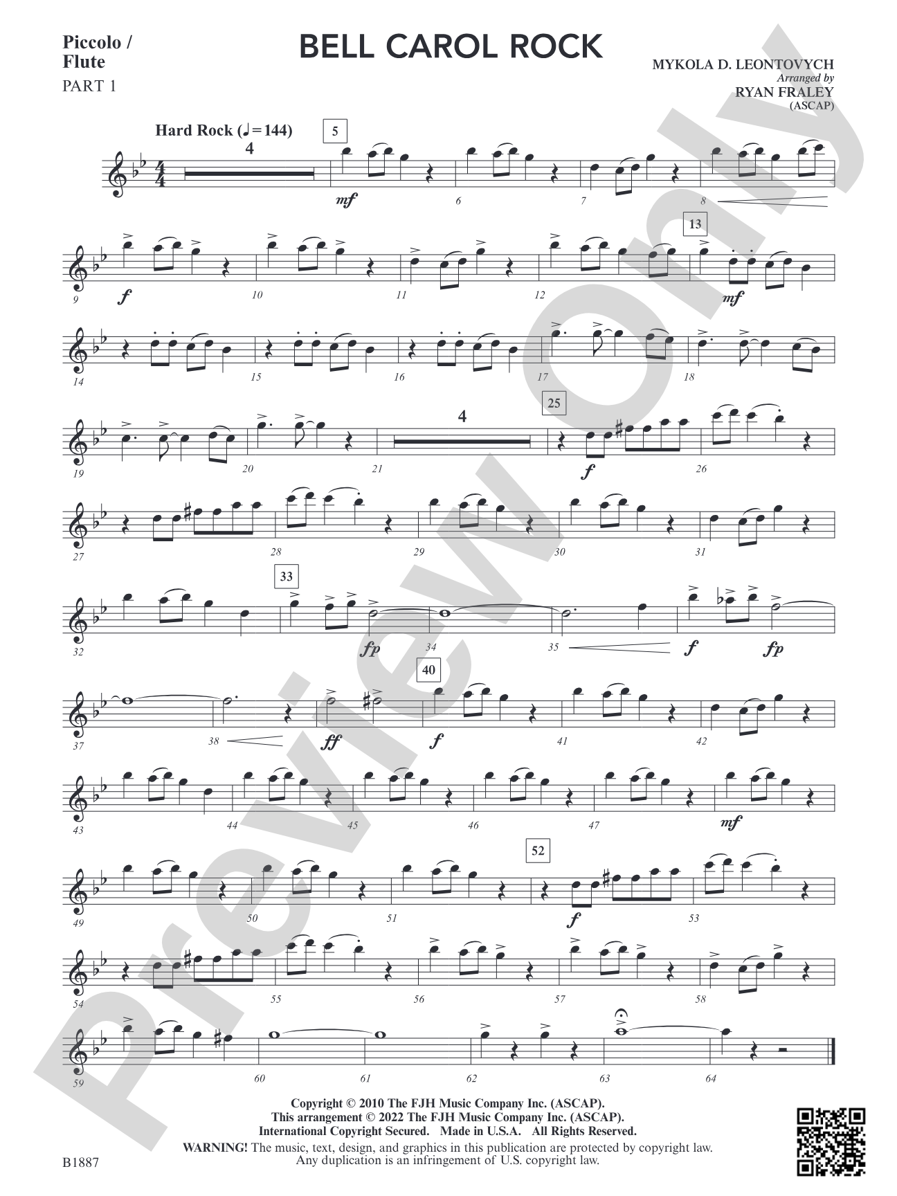 Bell Carol Rock: Part 1 - Piccolo / Flute