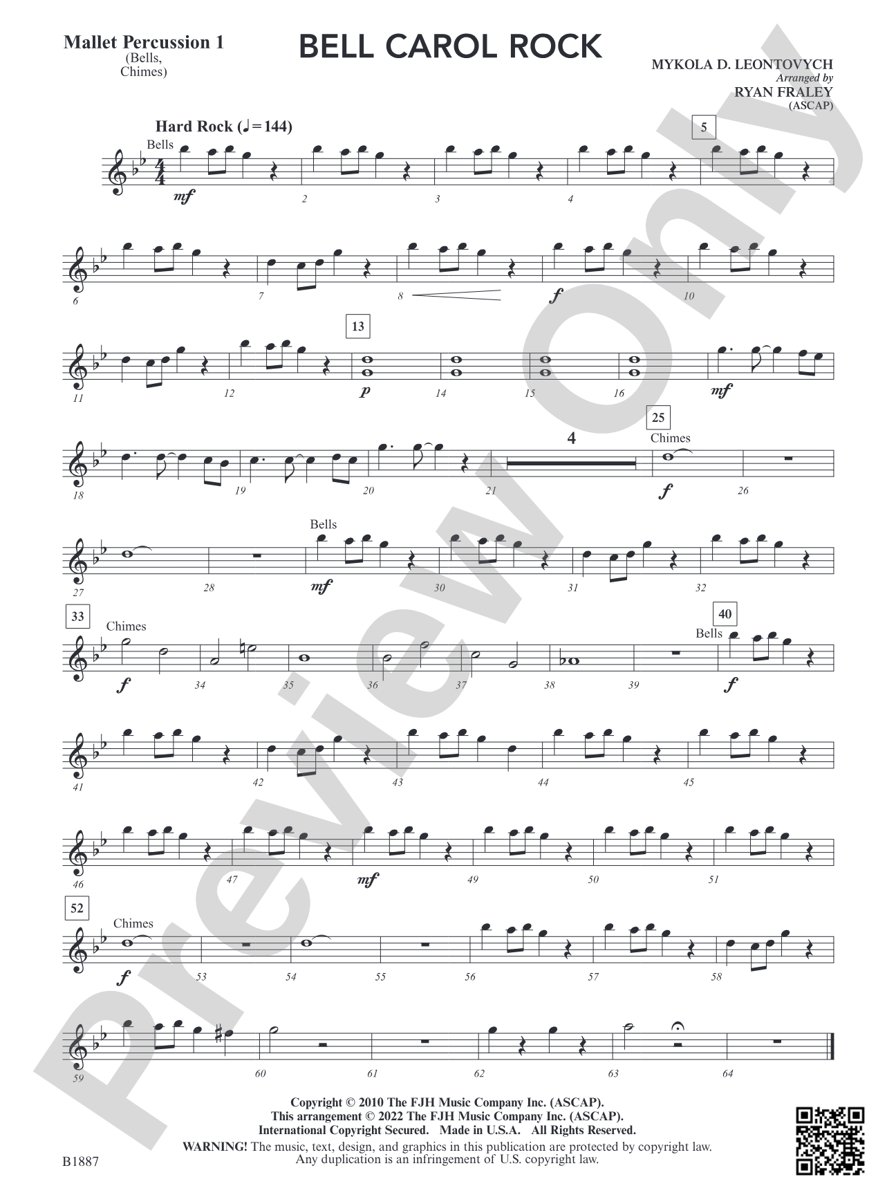 Bell Carol Rock: Mallet Percussion 1