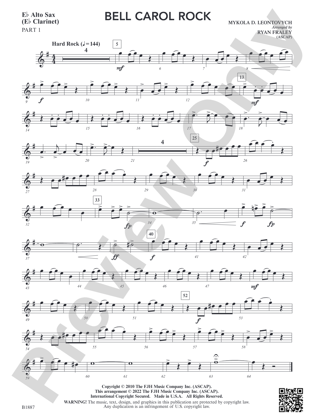 Bell Carol Rock: Part 1 - E-flat Alto Sax (E-flat Clarinet)