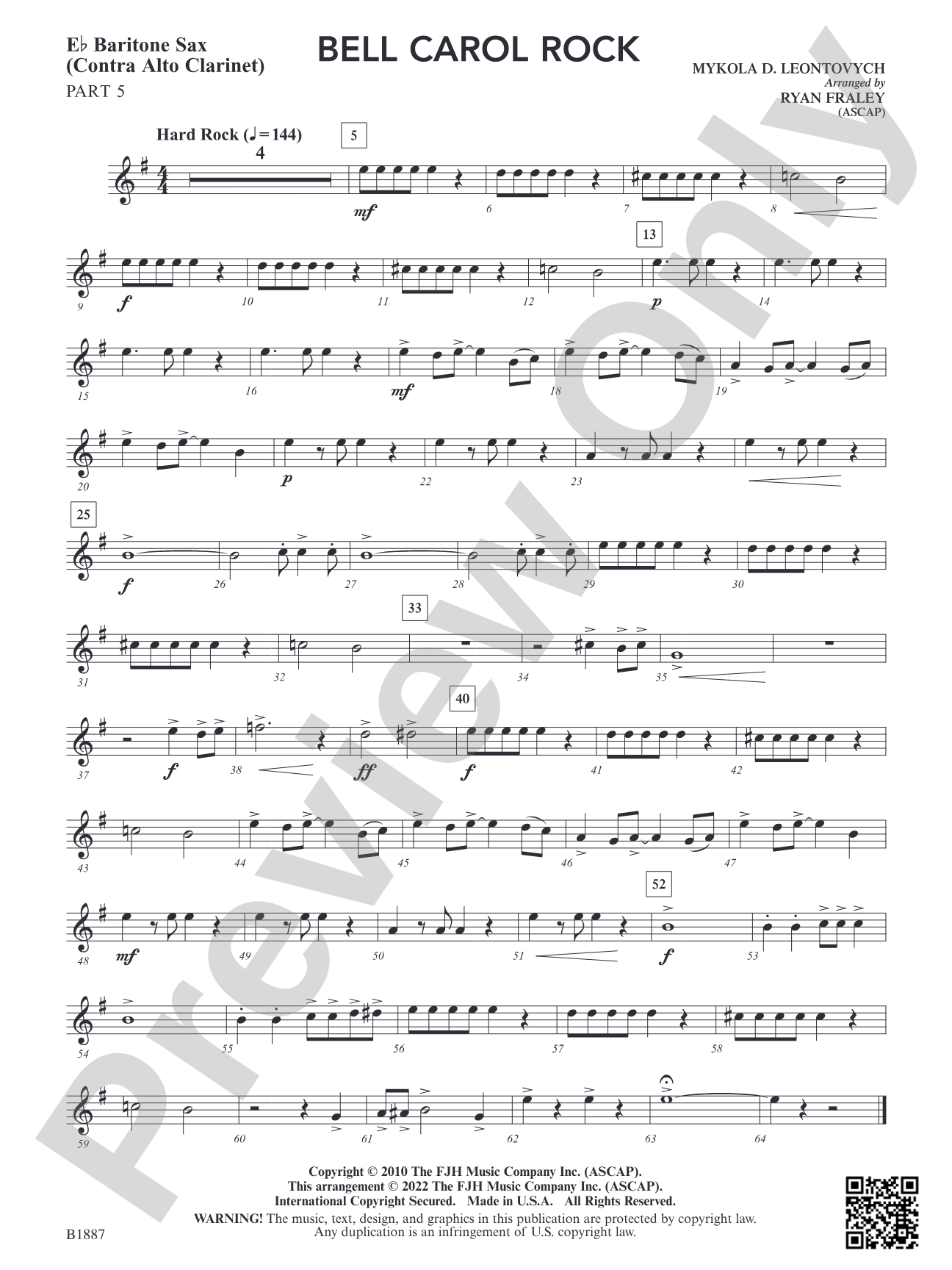 Bell Carol Rock: Part 5 - E-flat Baritone Sax (Contra Alto Clarinet)