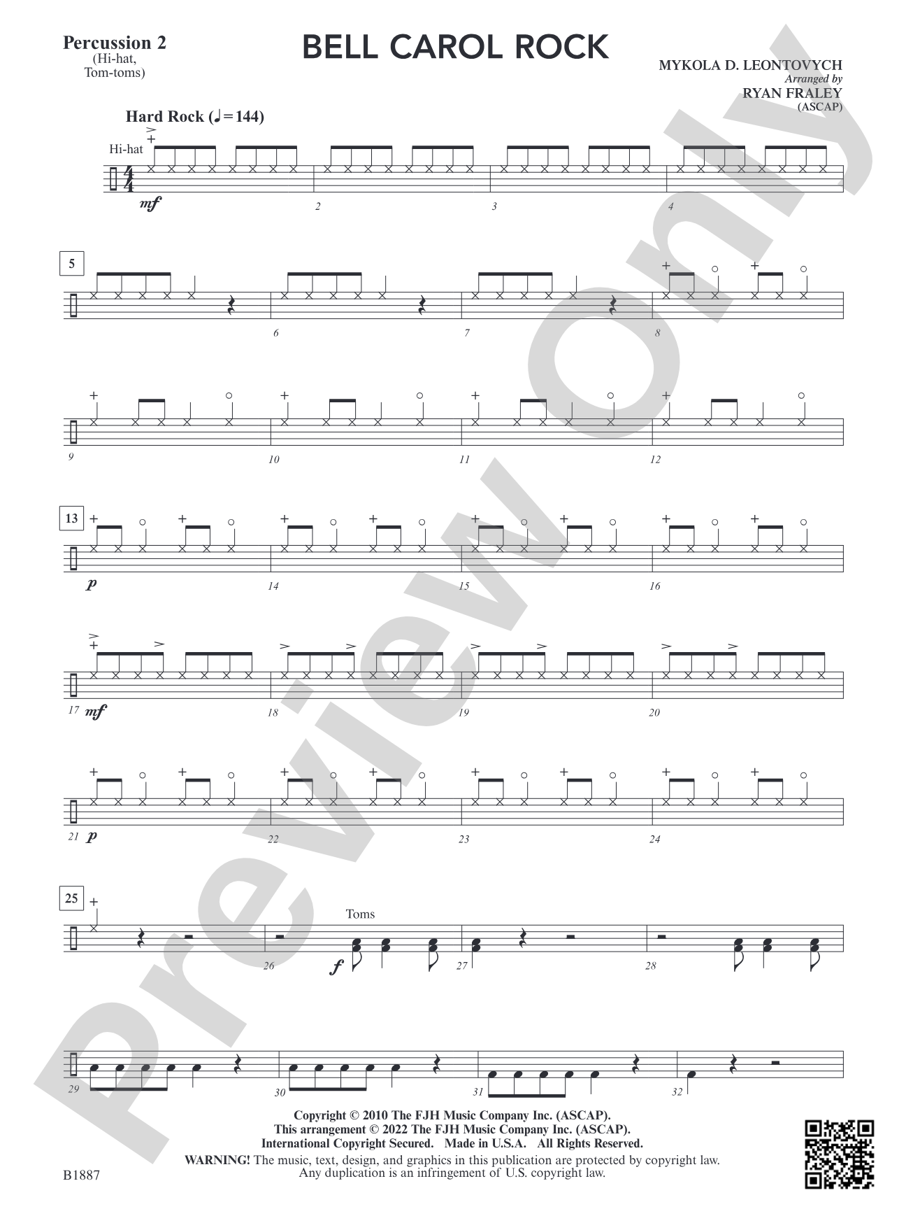 Bell Carol Rock: Percussion 2