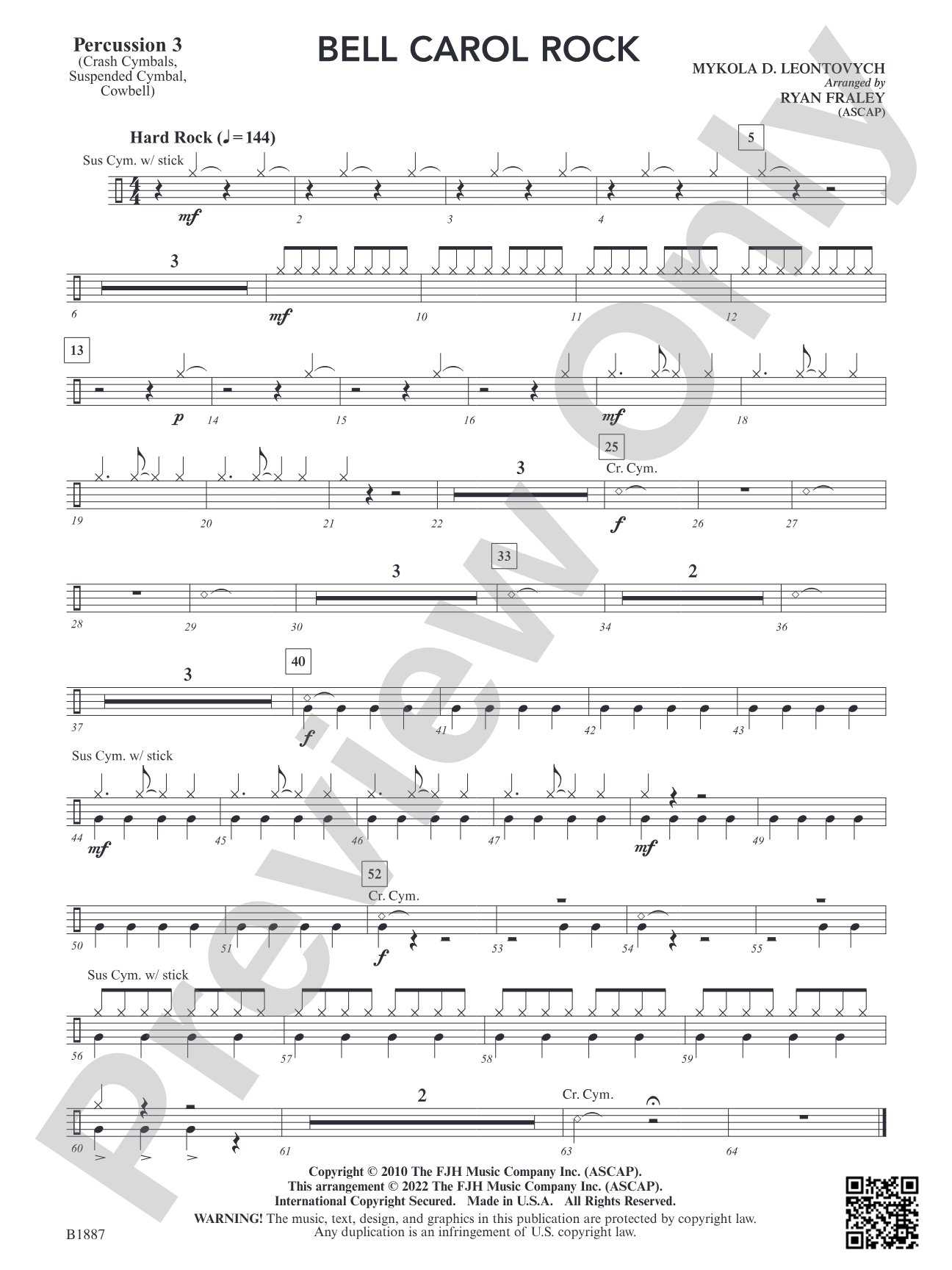 Bell Carol Rock: Percussion 3