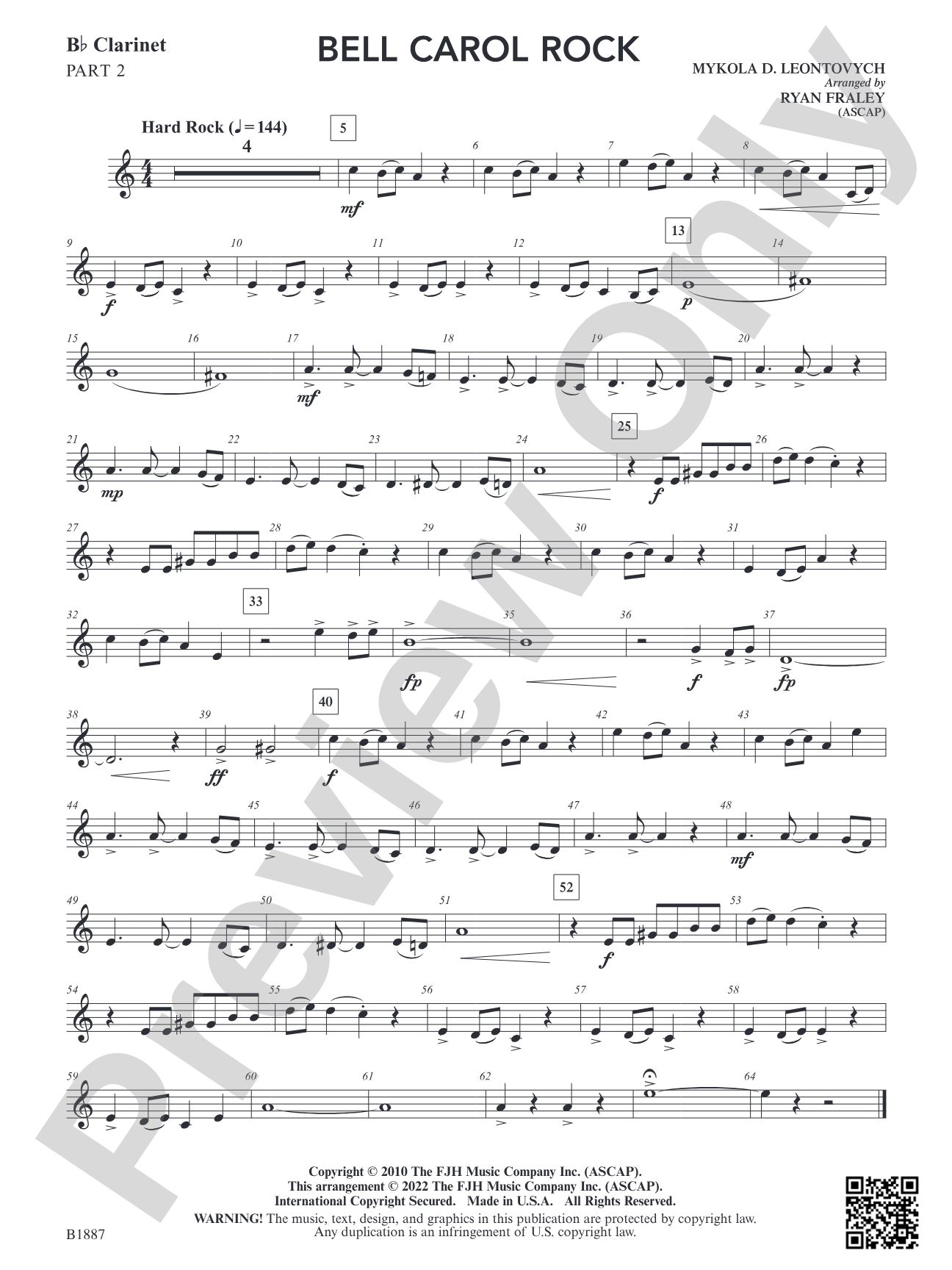 Bell Carol Rock: Part 2 - B-flat Clarinet
