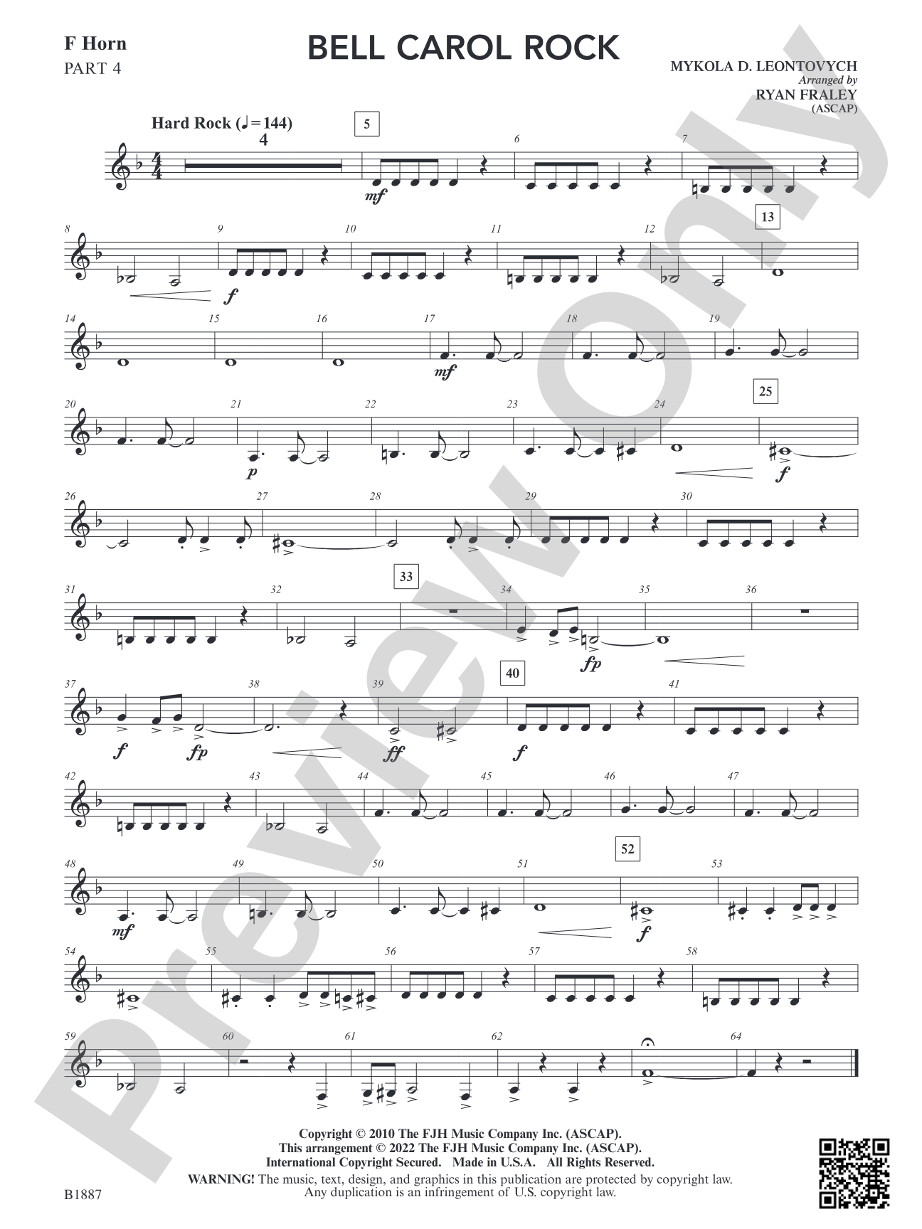 Bell Carol Rock: Part 4 - F Horn