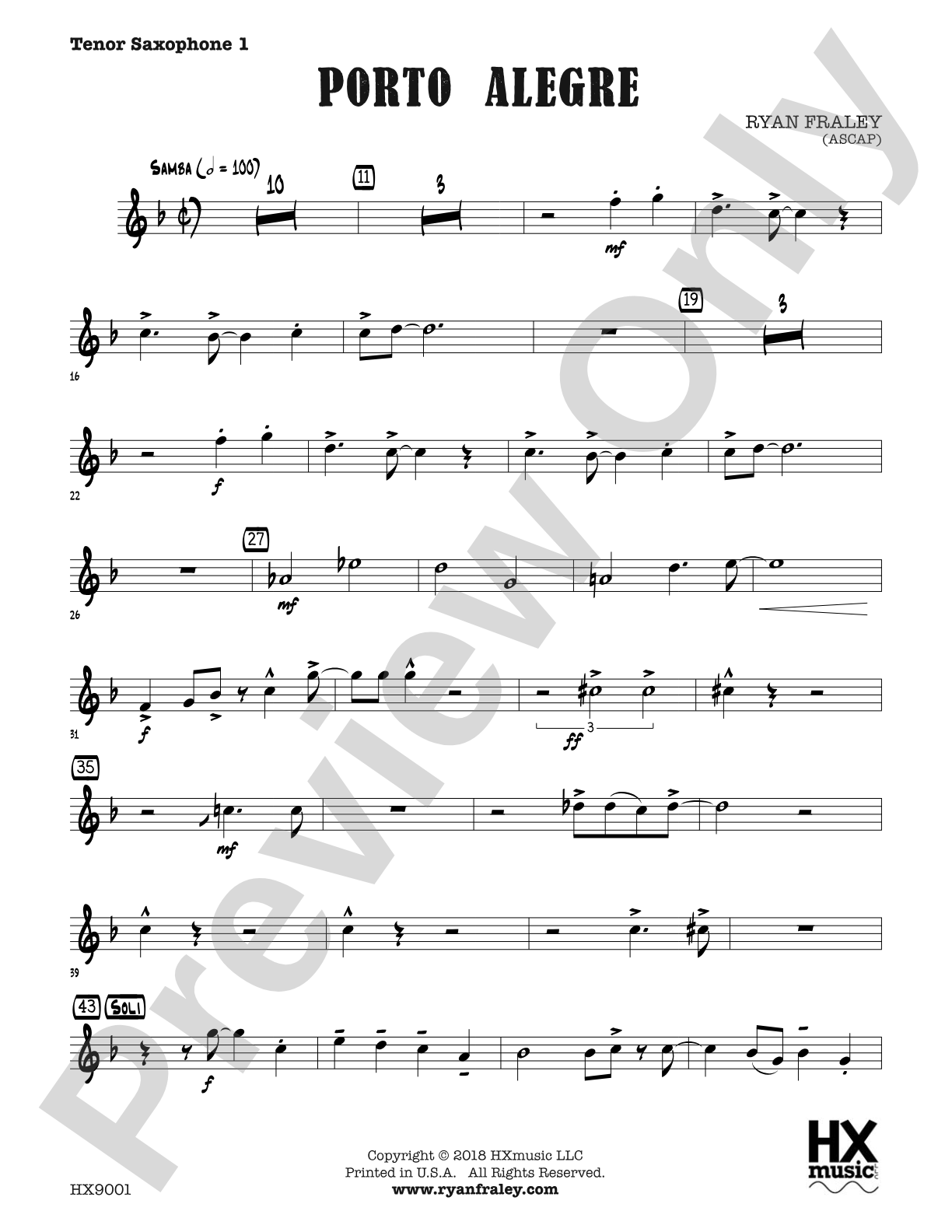 Porto Alegre: B-flat Tenor Saxophone 1