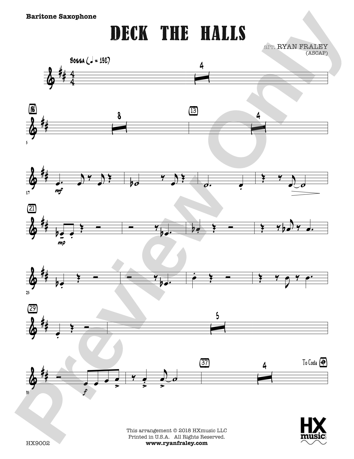 Deck the Halls: E-flat Baritone Saxophone