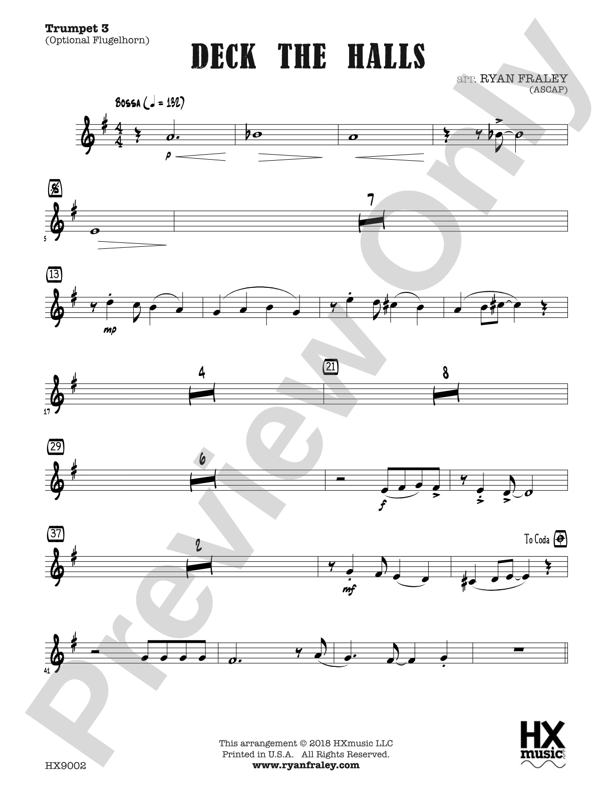 Deck the Halls: B-flat Trumpet 3 (Optional Flugelhorn)