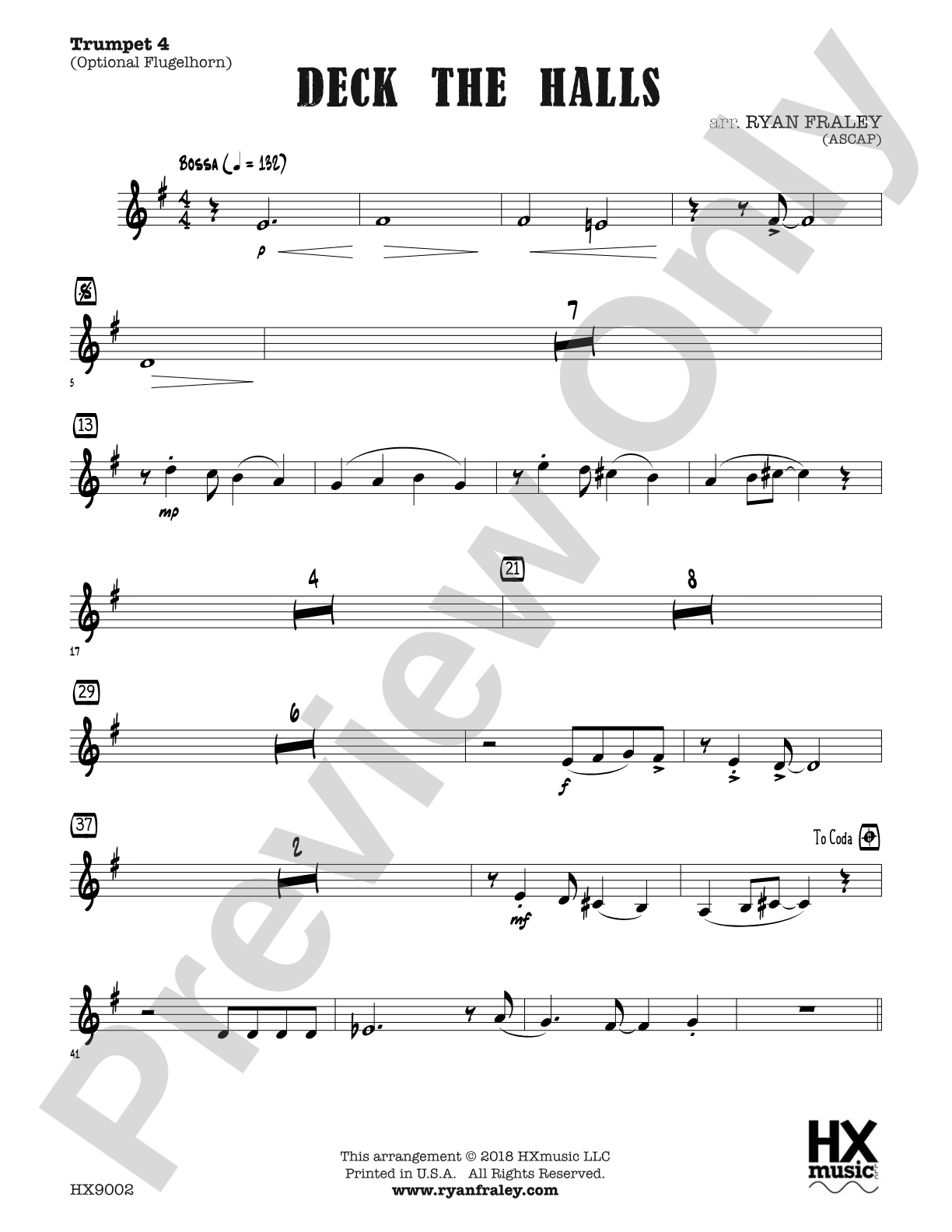 Deck the Halls: B-flat Trumpet 4 (Optional Flugelhorn)